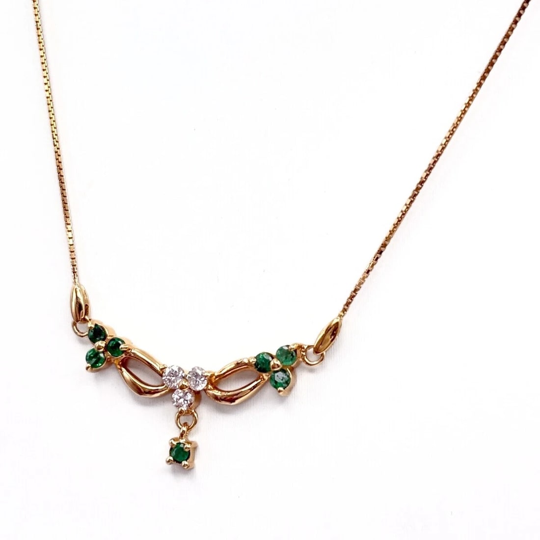 EMERALD DESIGN NECKLACE YG YELLOWGOLD PENDANT (1 of 4)