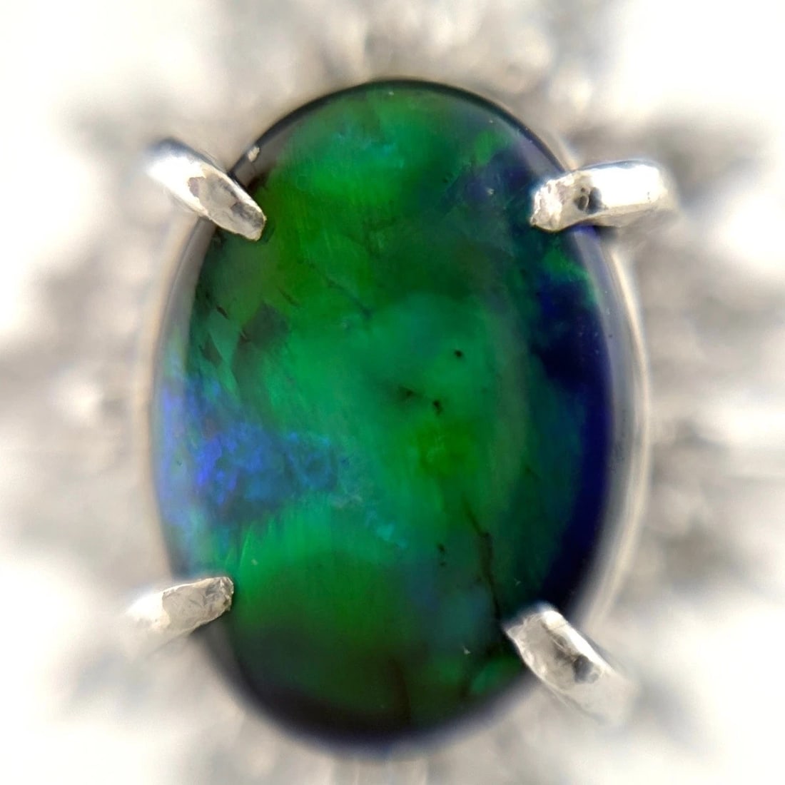 BLACK OPAL DESIGN RING PLATINUM RING - 2