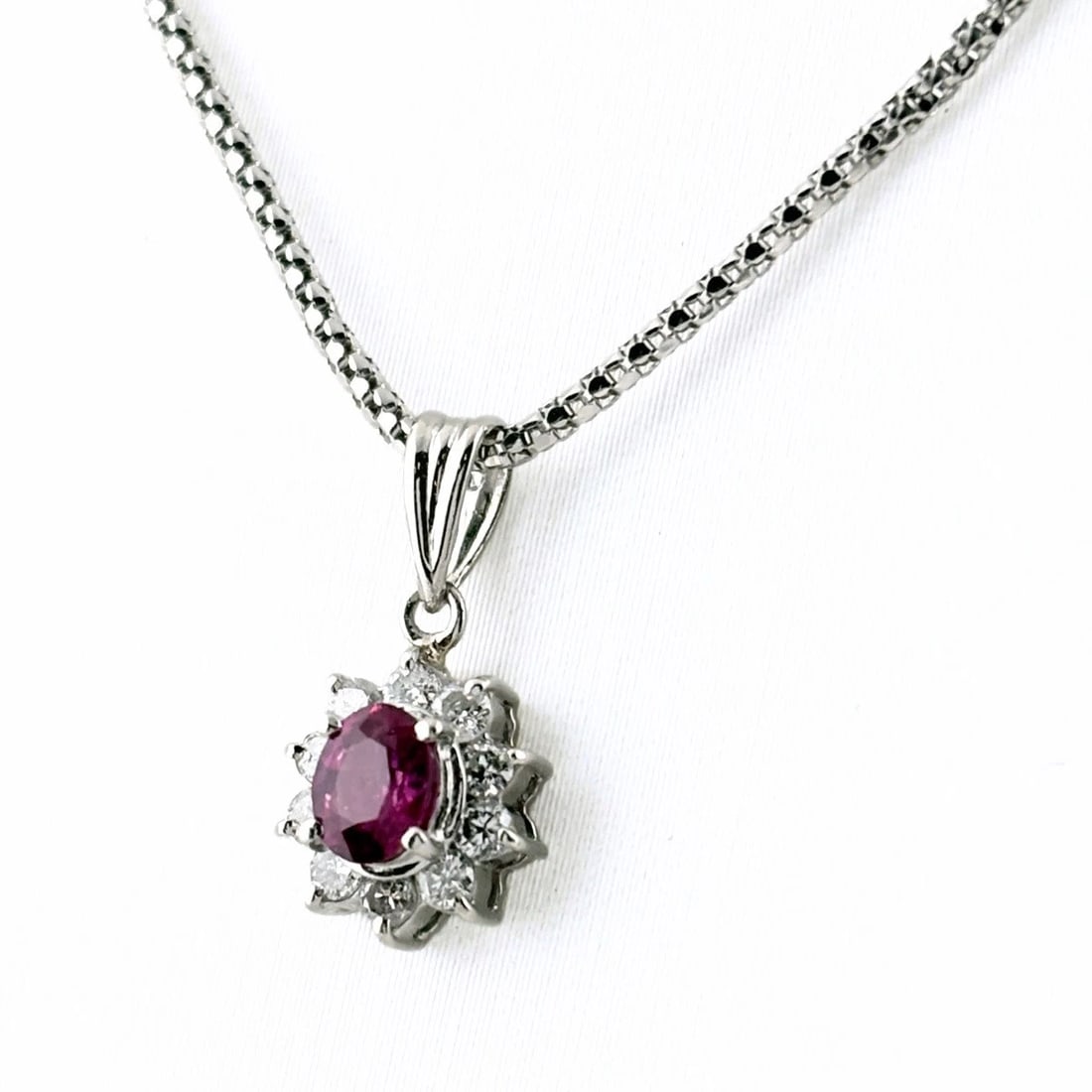 RUBY DESIGN NECKLACE WG WHITEGOLD PLATINUM PENDANT (1 of 4)