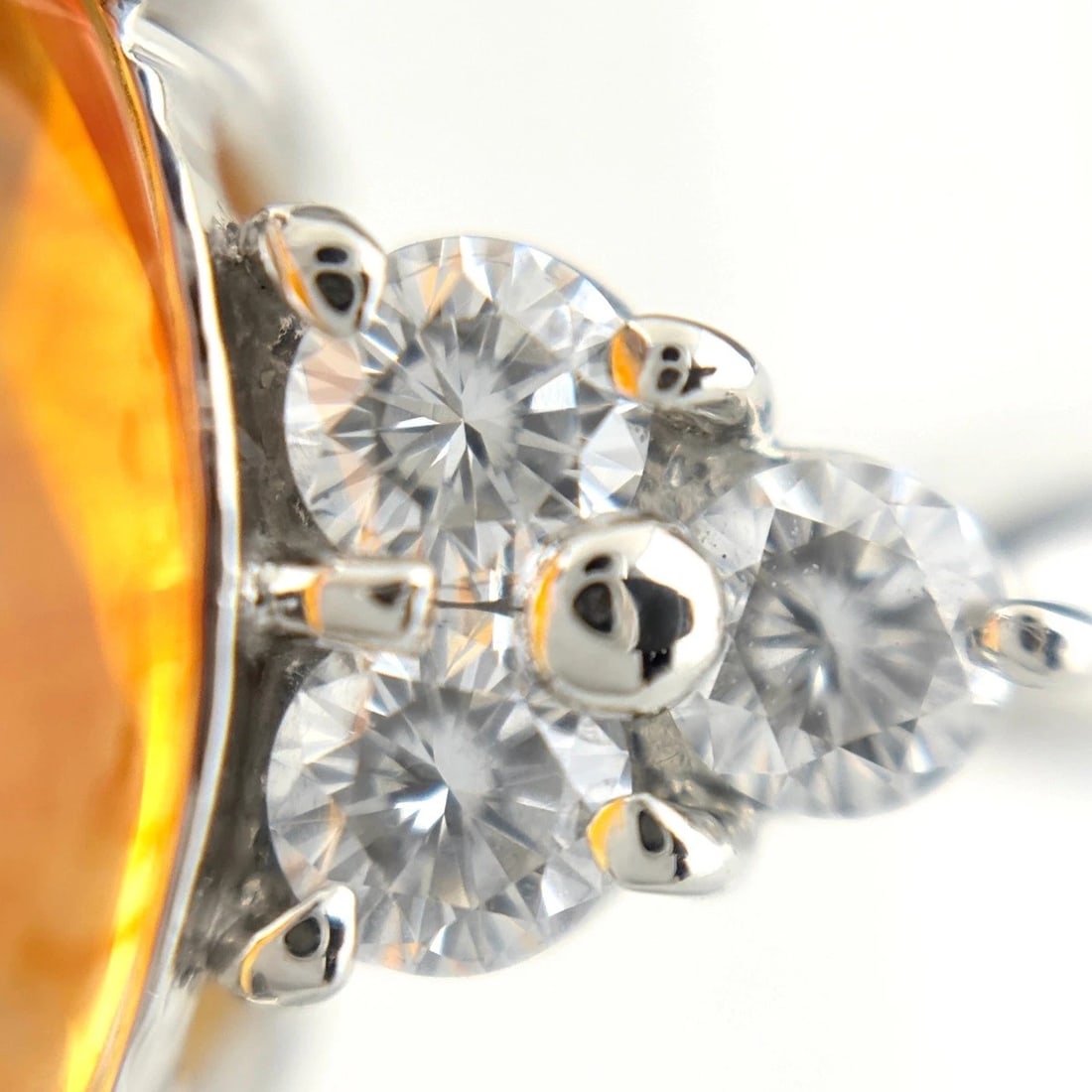 FIRE OPAL DESIGN PLATINUM DIAMOND RING - 2