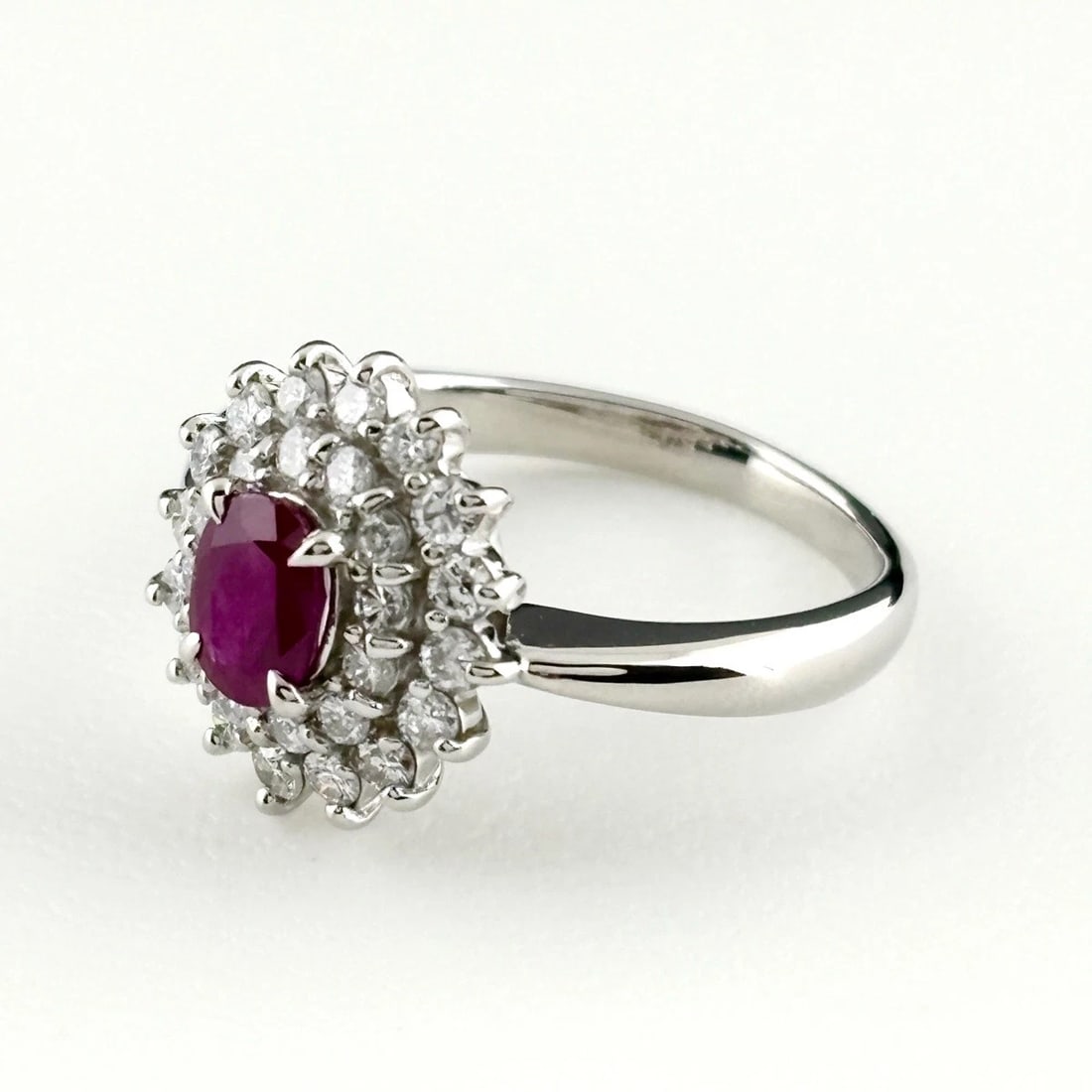 RUBY DESIGN PLATINUM MELEE DIAMOND RING: ruby design Platinum melee diamond Ring Brand: Unbranded Type/Style: Ring Material: Pt850, Main Stone Ruby Color: PT Size: US 6 Accessories: None Accessories Notice: When purchasing pre-owned goods,