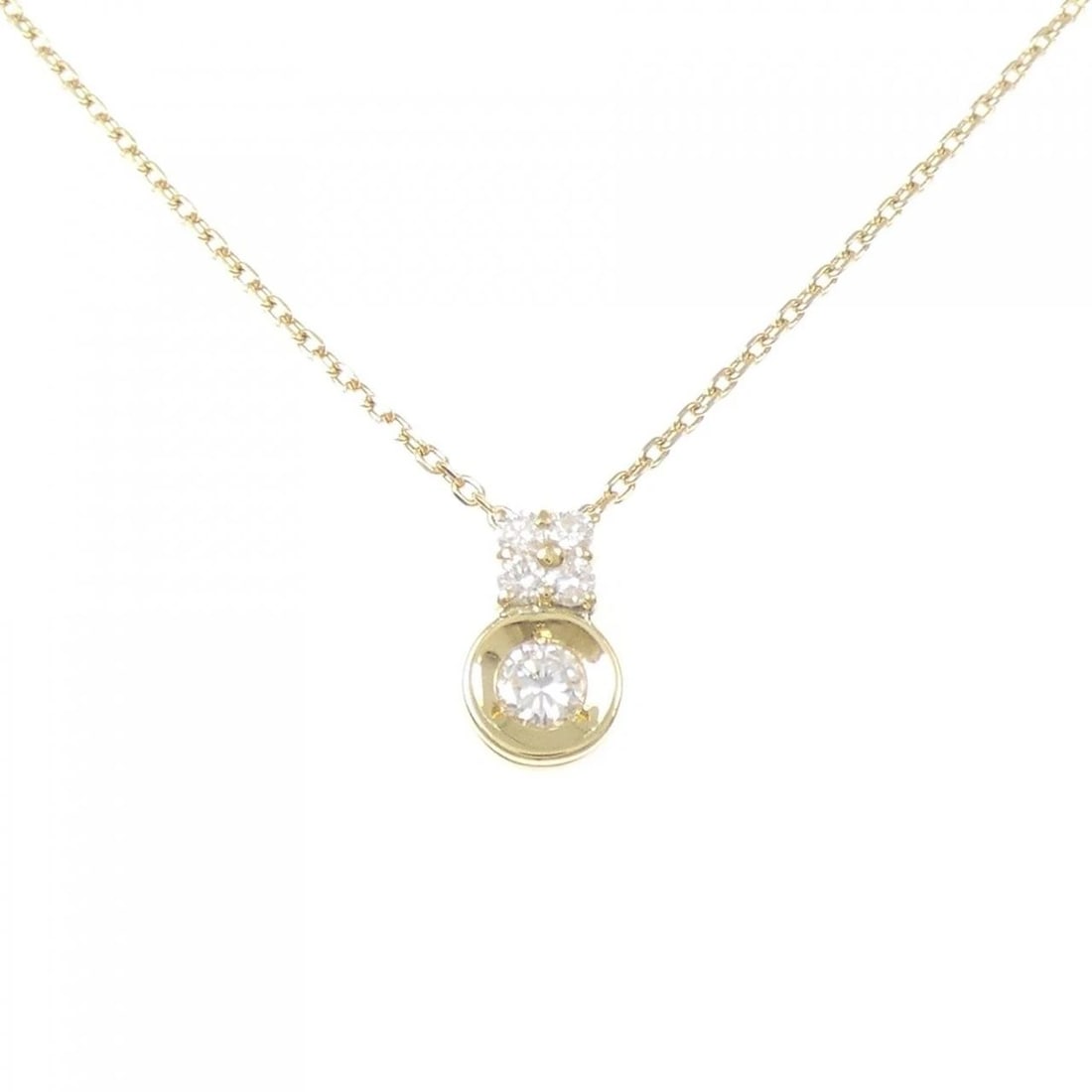 18K YELLOW GOLD DIAMOND NECKLACE: 18K Yellow Gold Diamond Necklace Brand: Unbranded Type/Style: Diamond Necklace Material: K18YG, Main Stone Natural Color: Yellow gold Size: Actual Size Pendant length approx. x width approx.: