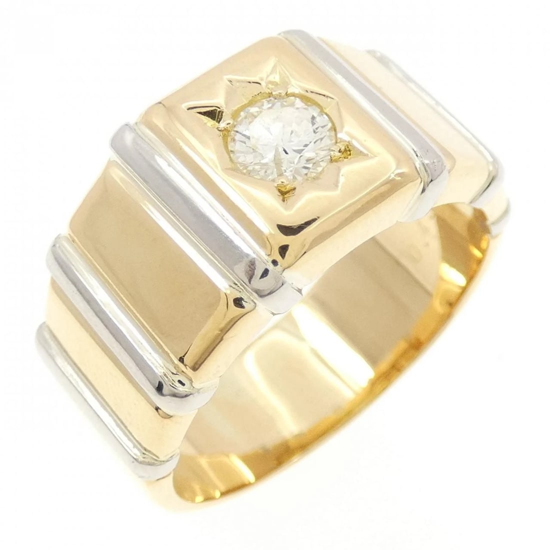 K18YG/PT900 DIAMOND RING: K18YG/PT900 Diamond Ring Brand: Unbranded Type/Style: Diamond ring Material: 18K Yellow GoldPlatinum900, Main Stone Natural Color: Yellow GoldPlatinum Size: US 12.5 Accessories: None Accessories