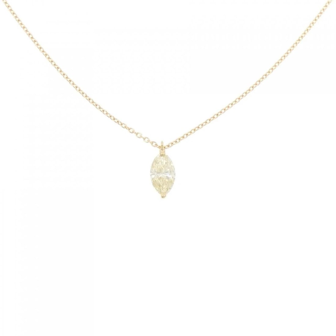 K18YG DIAMOND NECKLACE: K18YG Diamond Necklace Brand: Unbranded Type/Style: Necklace Material: K18YG, Main Stone Natural Color: Yellow Gold Size: Actual Size Pendant length approx. x width approx.: 10.3mmx4.4mm Chain