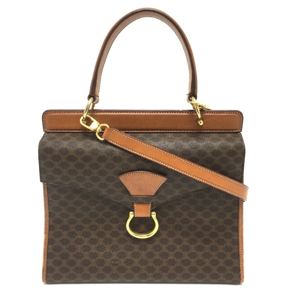 CELINE MACADAM 2WAY HAND BAG SHOULDER BAG: CELINE Macadam 2WAY Hand Bag Shoulder Bag Brand: CELINE Type/Style: Shoulder Bag Material: PVC/Leather Color: Brown / Brown Size: W10.8?H7.7?D3.7inch / W27.5cm?H19.5cm?D9.5cm Handle: 11.8inch / 30cm