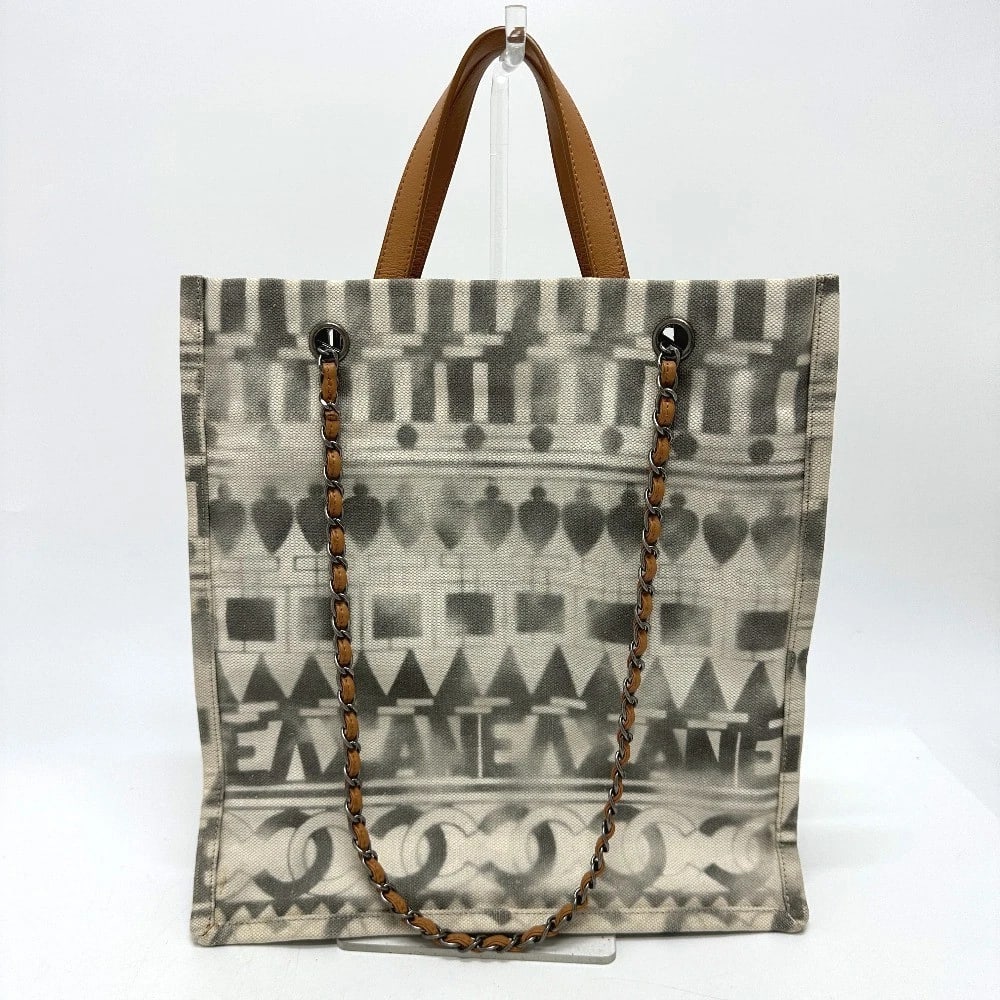 CHANEL CC CC MARK ICON SHOPPING TOTE 2WAY BAG: CHANEL CC CC Mark Icon Shopping Tote 2WAY bag Brand: CHANEL Type/Style: Shoulder Bag Material: Canvas / Leather Color: Beige Size: W13.4?H14.2?D6.3inch / W34cm?H36cm?D16cm Handle: 10.6inch / 27cm