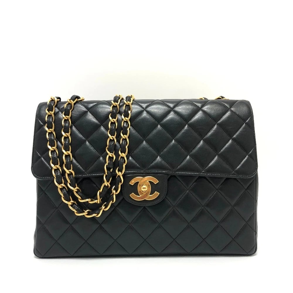 CHANEL MATELASSE30 DOUBLE CHAIN MATELASSE BAG: CHANEL Matelasse30 Double Chain Matelasse Bag Brand: CHANEL Type/Style: Shoulder bag 2way bag Material: Lambskin Leather Color: Black / GoldHardware Size: W11.8?H7.9?D3.3inch / W30cm?H20cm?D8.5cm