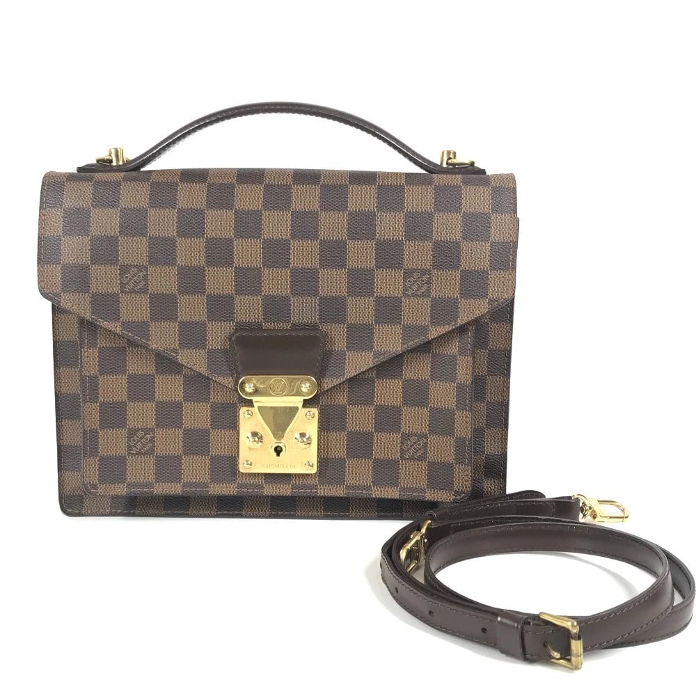 LOUIS VUITTON DAMIER MONCEAU SPO BAG 2WAY: LOUIS VUITTON Damier Monceau SPO Bag 2WAY Brand: Louis Vuitton Type/Style: Hand Bag Material: Damier Canvas Color: Ebene / Brown Size: W10.8?H8.3?D2.8inch / W27.5cm?H21cm?D7cm Accessories: None