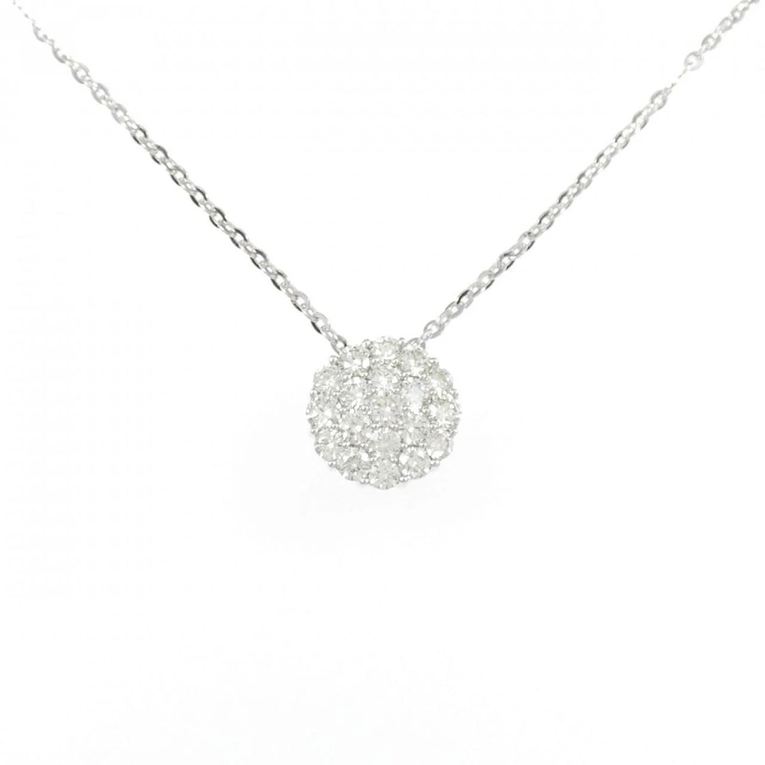 K18WG DIAMOND NECKLACE: K18WG Diamond Necklace Brand: Unbranded Type/Style: Diamond Necklace Material: 18k White Gold, Color: White Gold Size: Actual Size Pendant length approx. x width approx.: 11.6mmx11.3mm Chain maximum