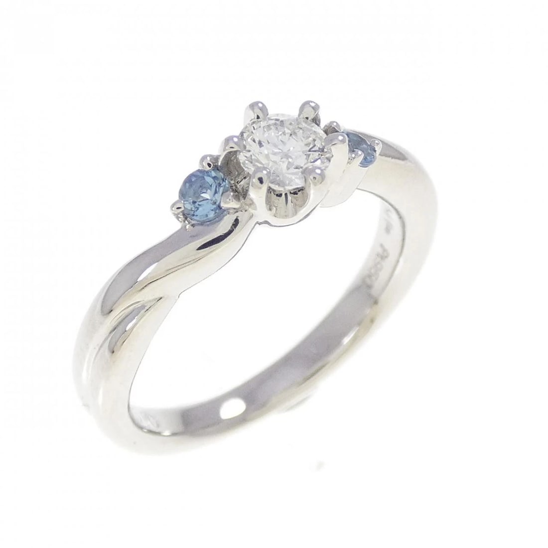 PT950 AQUAMARINE RING: PT950 Aquamarine Ring Brand: Unbranded Type/Style: Aquamarine Ring Material: Platinum950, Main Stone Aquamarine Secondary Stone Diamond Color: Platinum Size: US 3 3/4 Accessories: None Accessories