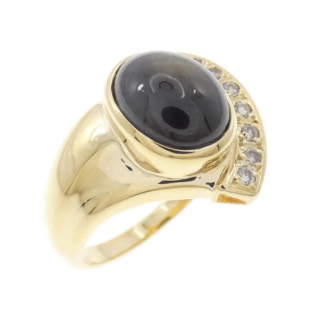 K18YG STAR SAPPHIRE RING: K18YG Star Sapphire Ring Brand: Unbranded Type/Style: Star Sapphire Ring Material: K18YG, Main Stone Star SapphireSecondary Stone Diamond Color: Yellow gold Size: US 5 3/4 Accessories: None
