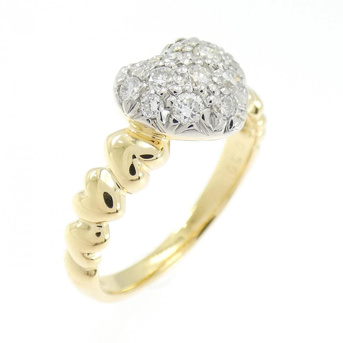 K18YG/PT900 HEART DIAMOND RING: K18YG/PT900 Heart Diamond Ring Brand: Unbranded Type/Style: Diamond Ring Material: K18YG/PT900, Main Stone Natural Color: YG,silver Size: US 5 1/4 Accessories: None Accessories Notice: When