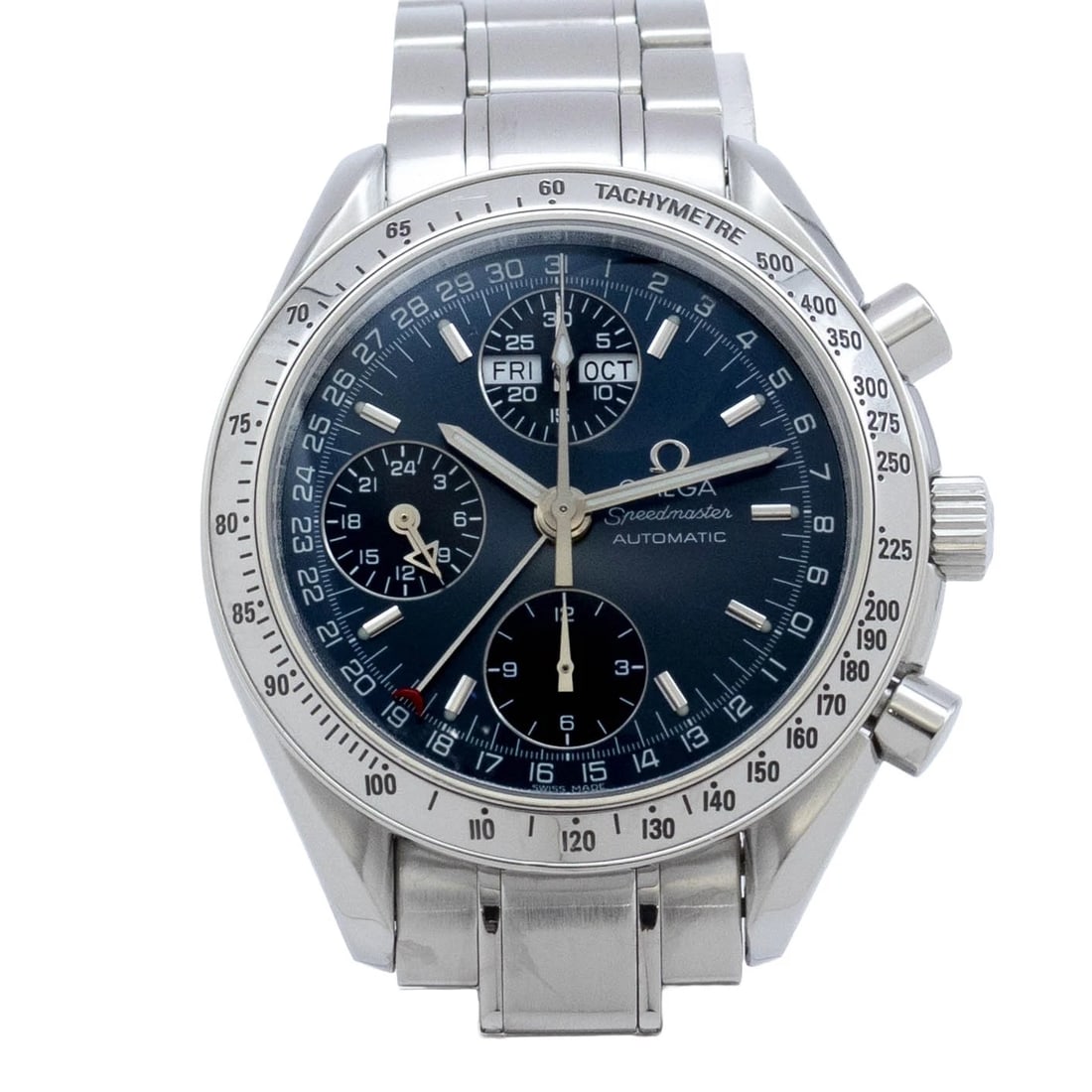 OMEGA WATCH SPEEDMASTER AUTOMATIC CHRONOGRAPH WATCH: Omega Watch Speedmaster Automatic Chronograph Watch Brand: OMEGA Type/Style: Wristwatch Material: SS Color: BLUE Size: Case size: 39mm Wrist size: 18.0cm Accessories: None Accessories Notice: When