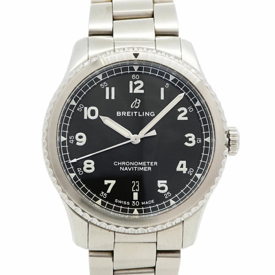 BREITLING WATCH NAVITIMER 8 AUTOMATIC BLACK DIAL WATCH: Breitling Watch Navitimer 8 Automatic Black Dial Watch Brand: BREITLING Type/Style: Wristwatch Material: SS Color: BLACK DIAL Size: Case size: 41mm Wrist size: Approx. 17.5cm Accessories: None