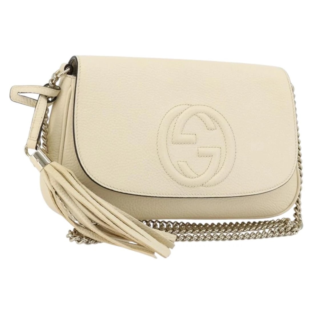 GUI CHAIN SOHO SHOULDER BAG LEATHER OUTLET WHITE GOLD: GUI Chain Soho Shoulder Bag Leather Outlet White Gold Brand: GUCCI Type/Style: Shoulder Bag Material: Lather Color: White/Gold Size: Size(Inch) W10.2 x H6.7 x D2.0inch(Approx) Accessories: None