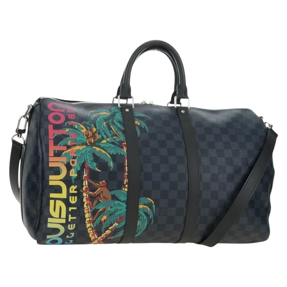 LOUIS VUITTON DAMIER COBALT KEEPALL BANDOULIERE 45 BAG: LOUIS VUITTON Damier Cobalt Keepall Bandouliere 45 Bag Brand: LOUIS VUITTON Type/Style: Boston Bag Material: Damier Cobatt Canvas Color: Damier Cobatt Size: Size(Inch)W17.7 x H9.8 x D7.9inch(Approx)
