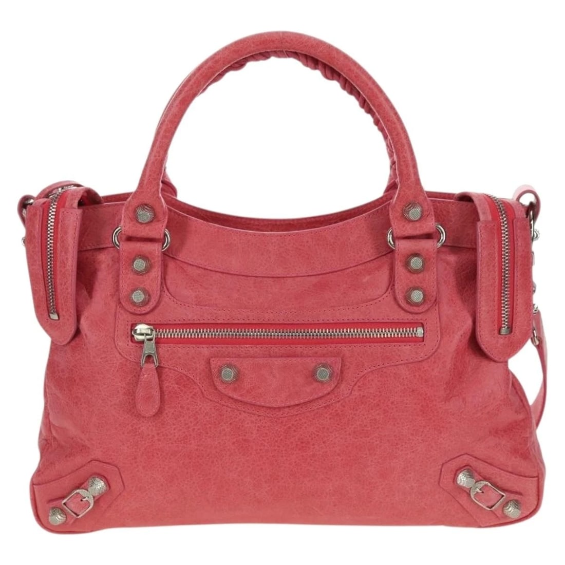 BALENCIAGA GIANT TOWN HAND BAG LEATHER 2WAY PINK 240578: BALENCIAGA Giant Town Hand Bag Leather 2way Pink 240578 Brand: BALENCIAGA Type/Style: Hand Bag Material: Leather Color: Pink Size: Size(Inch)W13.0 x H8.7 x D2.0inch(Approx) Handle Drop:4.7inch(Approx)