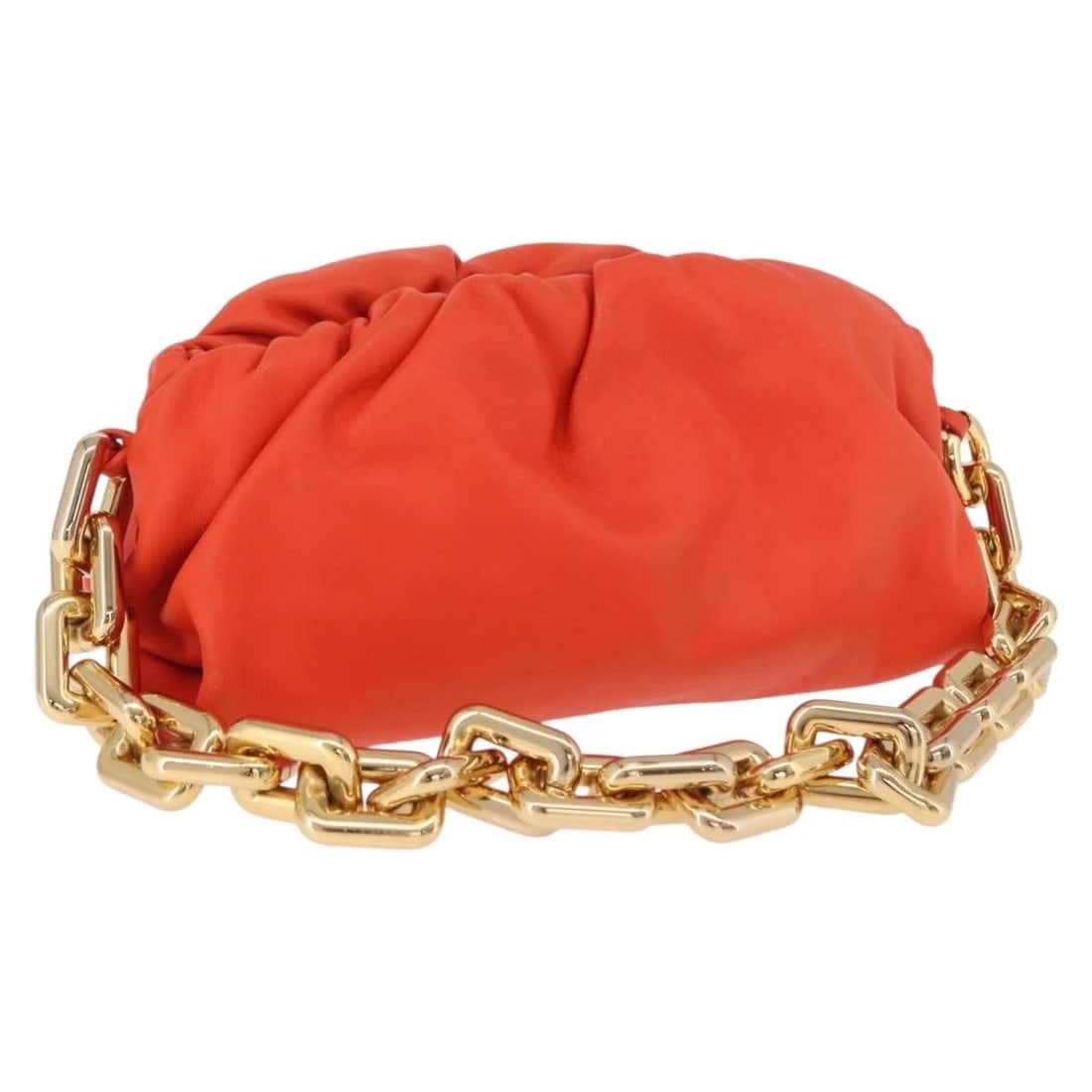 BOTTEGA VENETA THE CHAIN POUCH SHOULDER BAG LEATHER ORANGE GOLD: BOTTEGA VENETA The Chain Pouch Shoulder Bag Leather Orange Gold Brand: BOTTEGAVENETA Type/Style: Shoulder Bag Material: Leather Color: Orange/Gold Size: Size(Inch) W11.8 x H3.9 x D3.5inch(Approx)