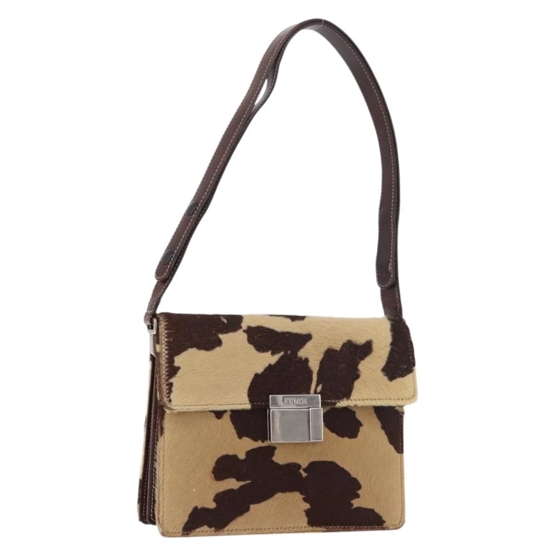FENDI SHOULDER BAG HARAKO LEATHER BEIGE SILVER: FENDI Shoulder Bag Harako Leather Beige Silver Brand: FENDI Type/Style: Shoulder Bag Material: Unborn Calf Skin Color: Beige,Silver Size: Size(Inch)W7.9 x H6.7 x D0.4inch(Approx) Accessories: None
