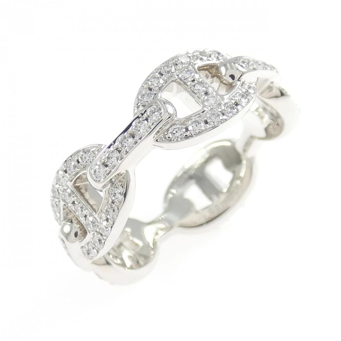 HERMES CHAINE D'ANCRE ENCHAINE RING: Hermes Chaine d'Ancre Enchaine Ring Brand: HERMES Type/Style: Hermes Ring Material: 750 white gold, Main Stone Natural Color: white gold Size: US 5 1/2 Accessories: None Accessories Notice