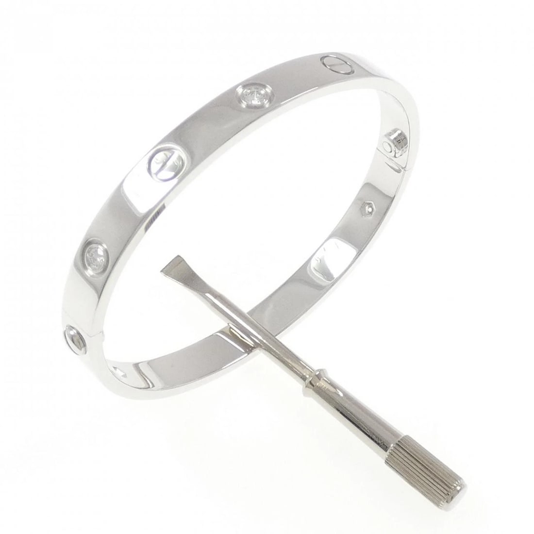 CARTIER LOVE BRACELET WITH 6 HALF DIAMONDS: Cartier Love Bracelet with 6 Half Diamonds Brand: CARTIER Type/Style: Cartier Bracelets Material: 750 white gold, Main Stone Natural Color: white gold Size: Lenght 15.5cm (16) Actual Size Max width