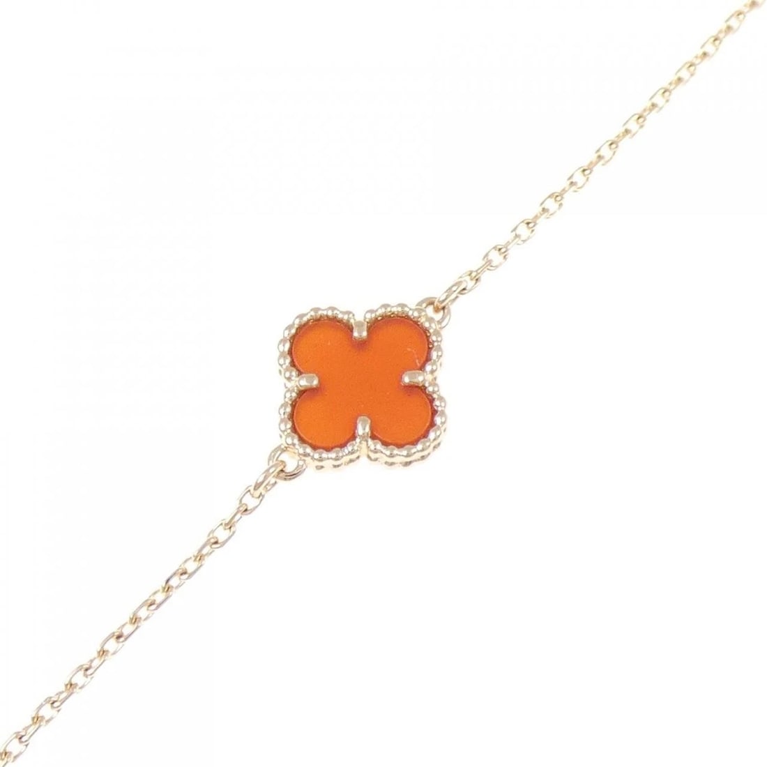 VAN CLEEF & ARPELS SWEET ALHAMBRA BRACELET: Van Cleef & Arpels Sweet Alhambra Bracelet Brand: Van Cleef & Arpels Type/Style: Van Cleef & Arpels Bracelet Material: 750 Pink Gold, Main Stone Carnelian Color: Pink Gold Size: Length 16.5?18cm