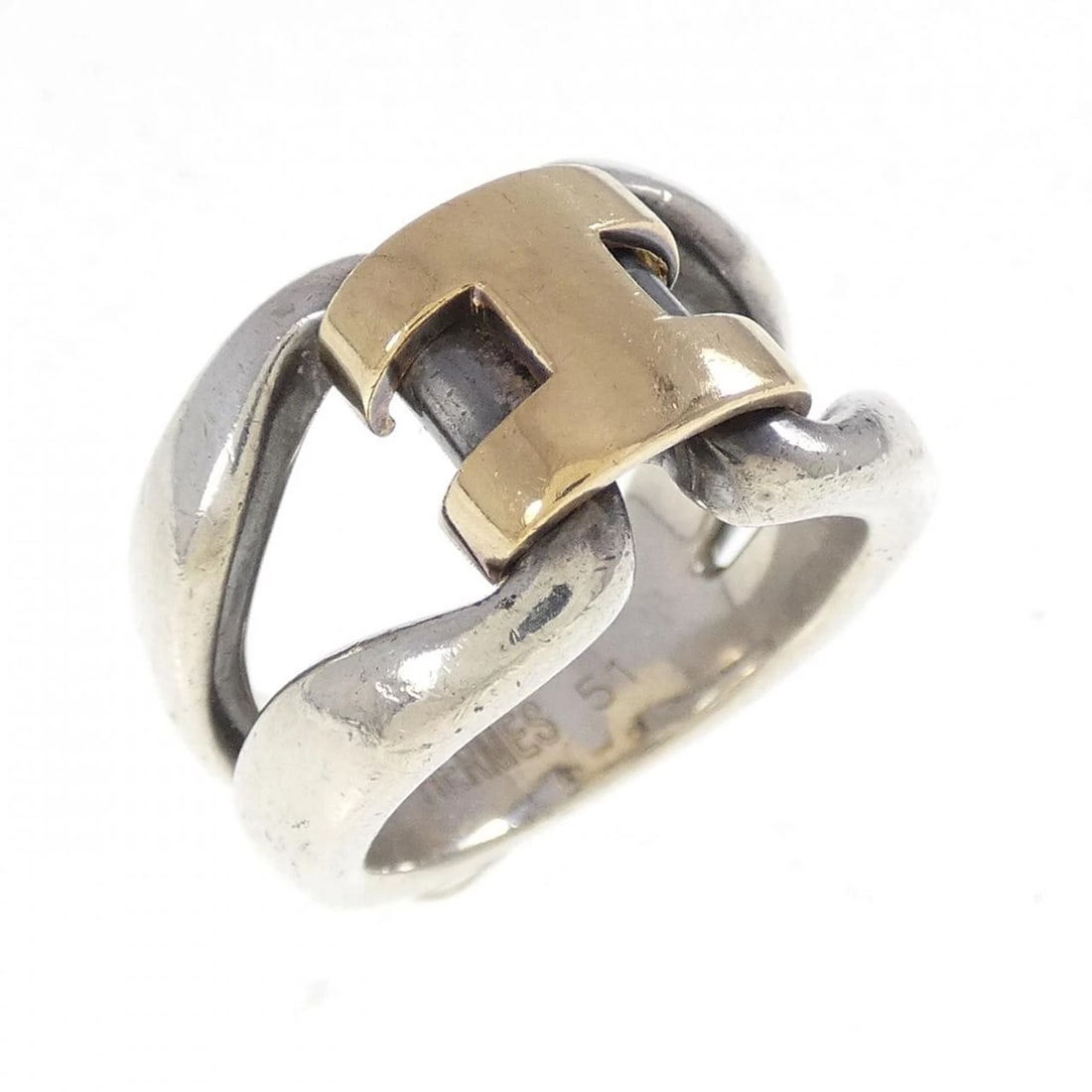 HERMES HISTORY RING: Hermes History Ring Brand: HERMES Type/Style: Hermes Ring Material: 750 yellow gold, Main Stone Road Black Site Color: yellow gold Size: US 5 3/4 Accessories: None Accessories Notice: When