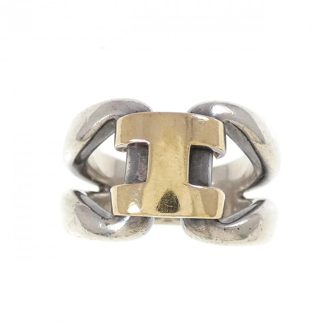 HERMES HISTORY RING: Hermes History Ring Brand: HERMES Type/Style: Hermes Ring Material: 750 yellow gold, Main Stone Road Black Site Color: yellow gold Size: US 5 3/4 Accessories: None Accessories Notice: When