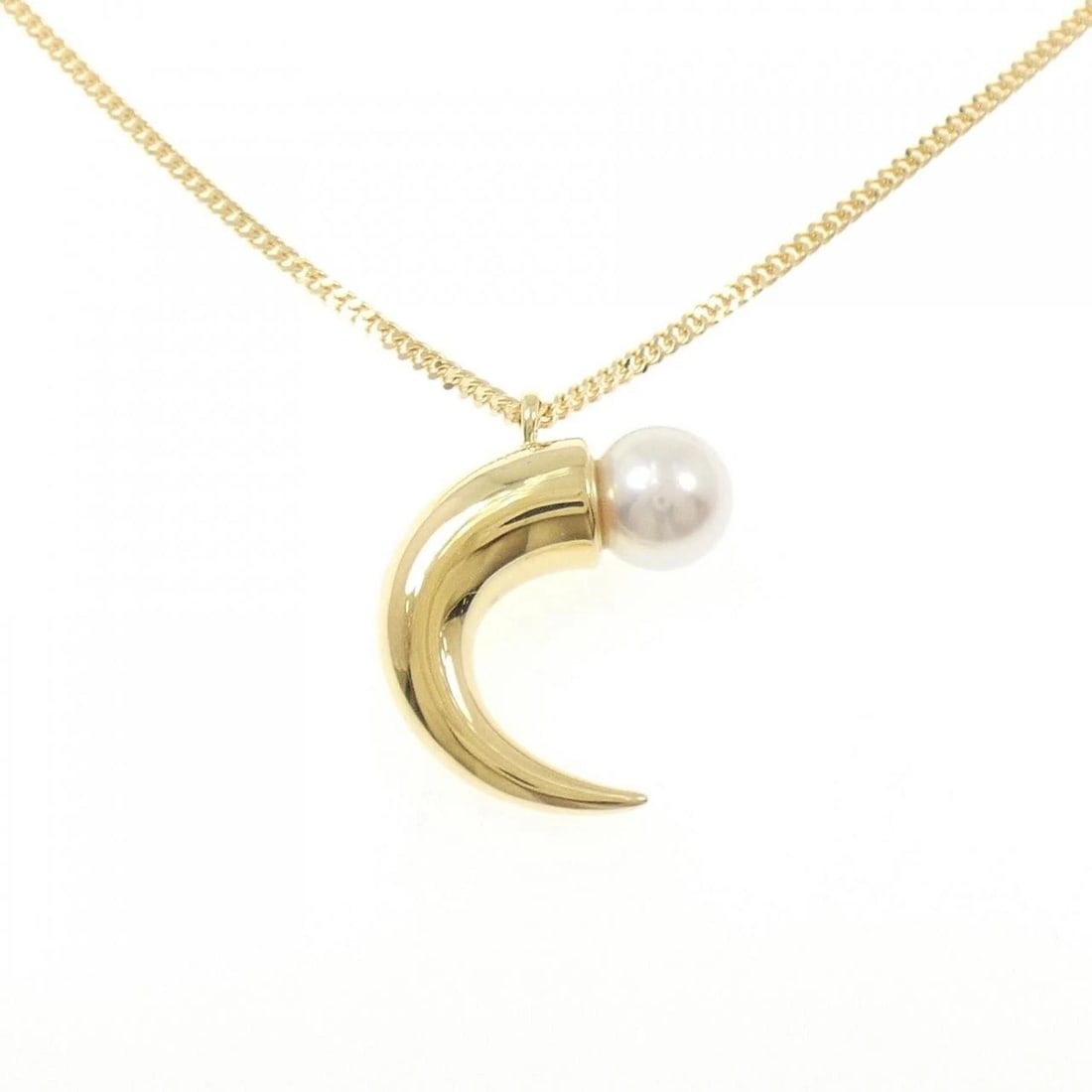 TASAKI REFINED REBELLION HORN NECKLACE: TASAKI Refined Rebellion Horn Necklace Brand: TASAKI Type/Style: Tasaki Necklace Material: 750 yellow gold, Main Stone Akoya Pearl Color: Yellow Gold Size: Length 73-83cm Actual Size Pendant Length