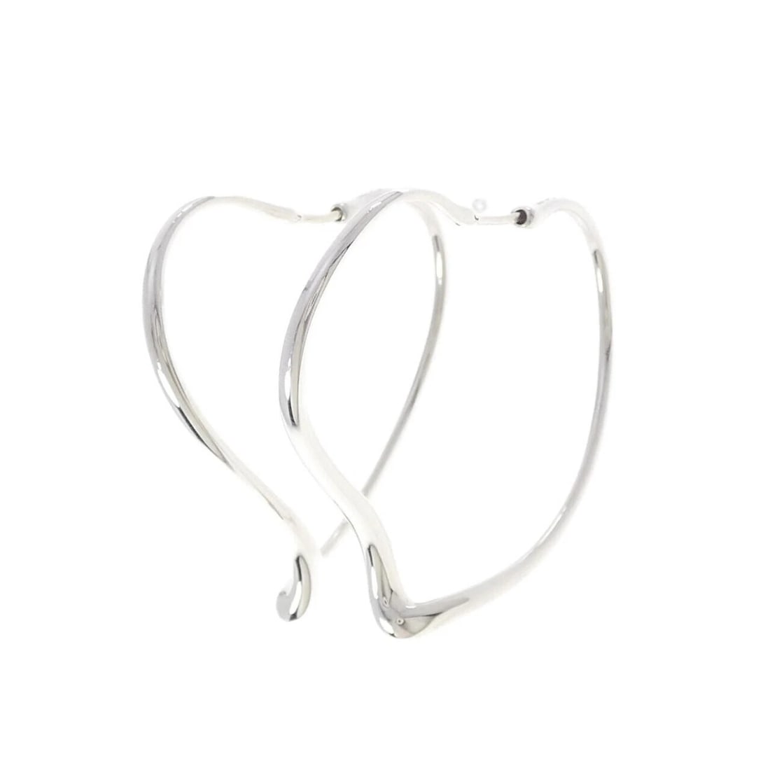 TIFFANY & CO. OPEN HEART HOOP EARRINGS: TIFFANY & Co. Open Heart Hoop Earrings Brand: TIFFANY&Co. Type/Style: TIFFANY&Co. Pierce/Earring Material: 925Silver, Color: Silver Size: Actual Size Approximate dimensions (height x width): 41.0mm x