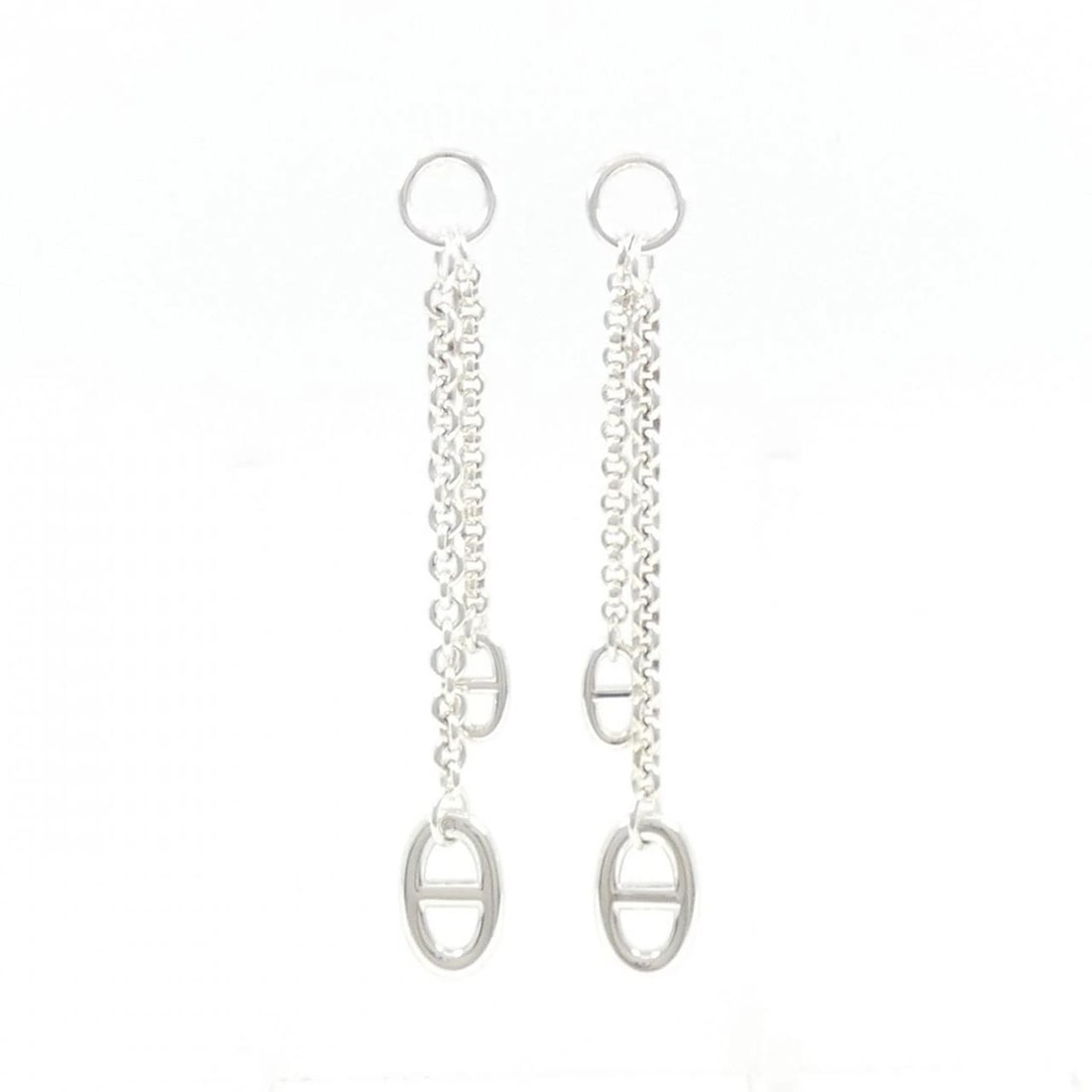 HERMES FARANDOLE SMALL PIERCE: Hermes Farandole Small Pierce Brand: HERMES Type/Style: Hermes Pierce/Earring Material: 925Silver, Color: Silver Size: Actual Size Approximate dimensions (height x width): 66.3 x 8.7 Accessories:
