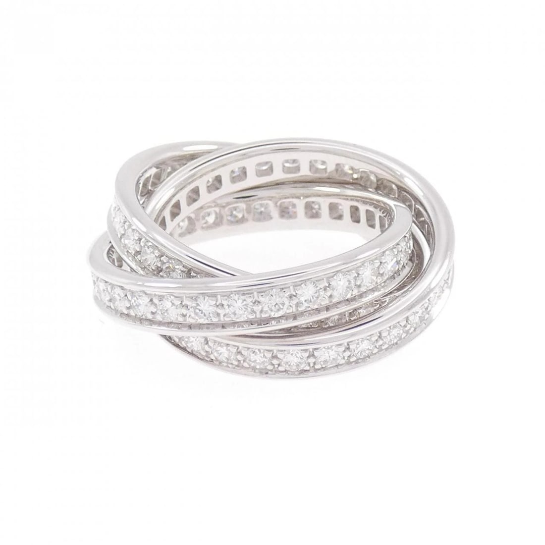 CARTIER THREE BANGLE RING: Cartier Three Bangle Ring Brand: CARTIER Type/Style: Cartier Ring Material: 750 white gold, Main Stone natural Color: White Gold Size: US 5 Accessories: None Accessories Notice: When purch