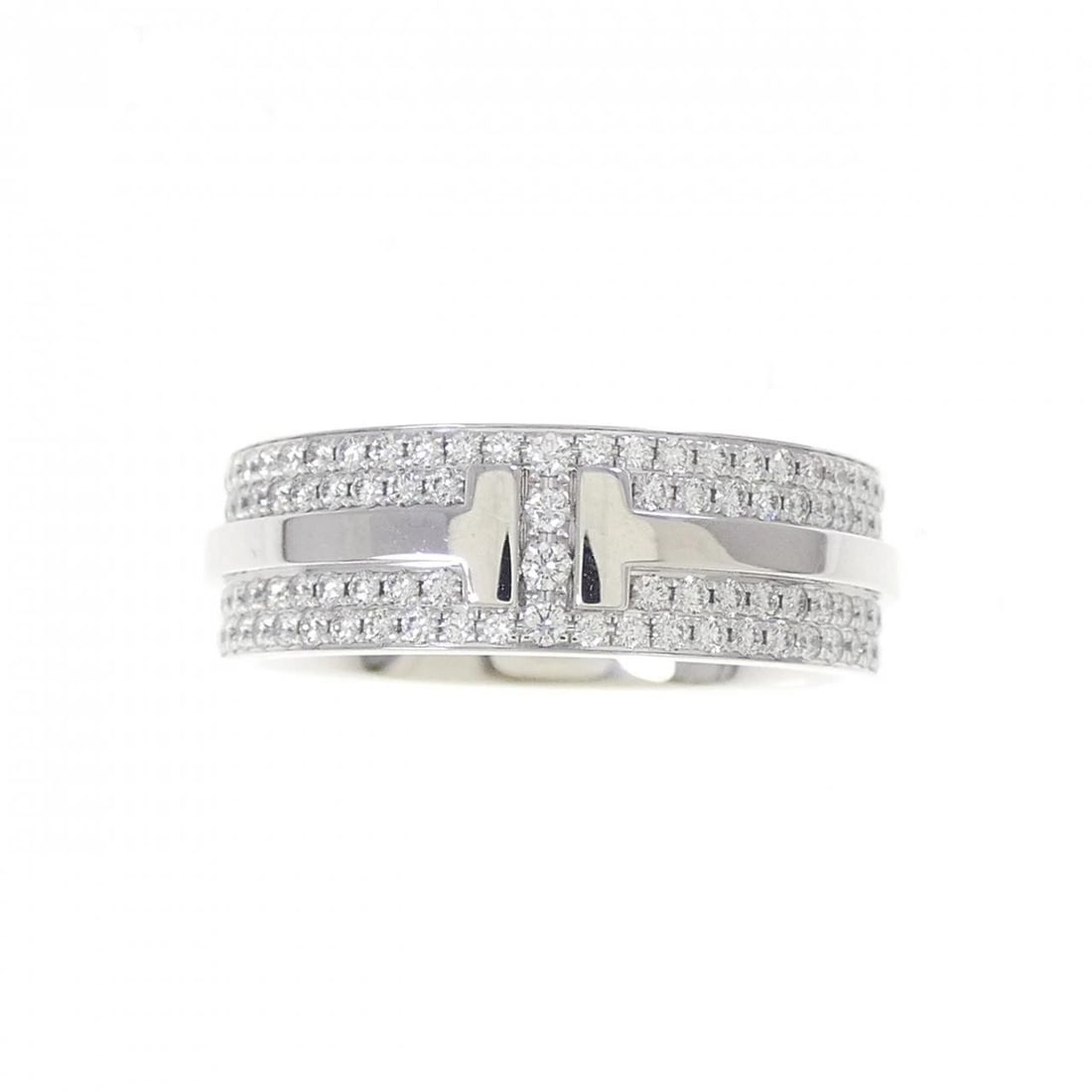 TIFFANY&CO. T TWO RING: TIFFANY&Co. T Two Ring Brand: TIFFANY&Co. Type/Style: TIFFANY & Co. Ring Material: 750 white gold, Main Stone natural Color: White Gold Size: US 4.75 Accessories: None Accessories Notice: