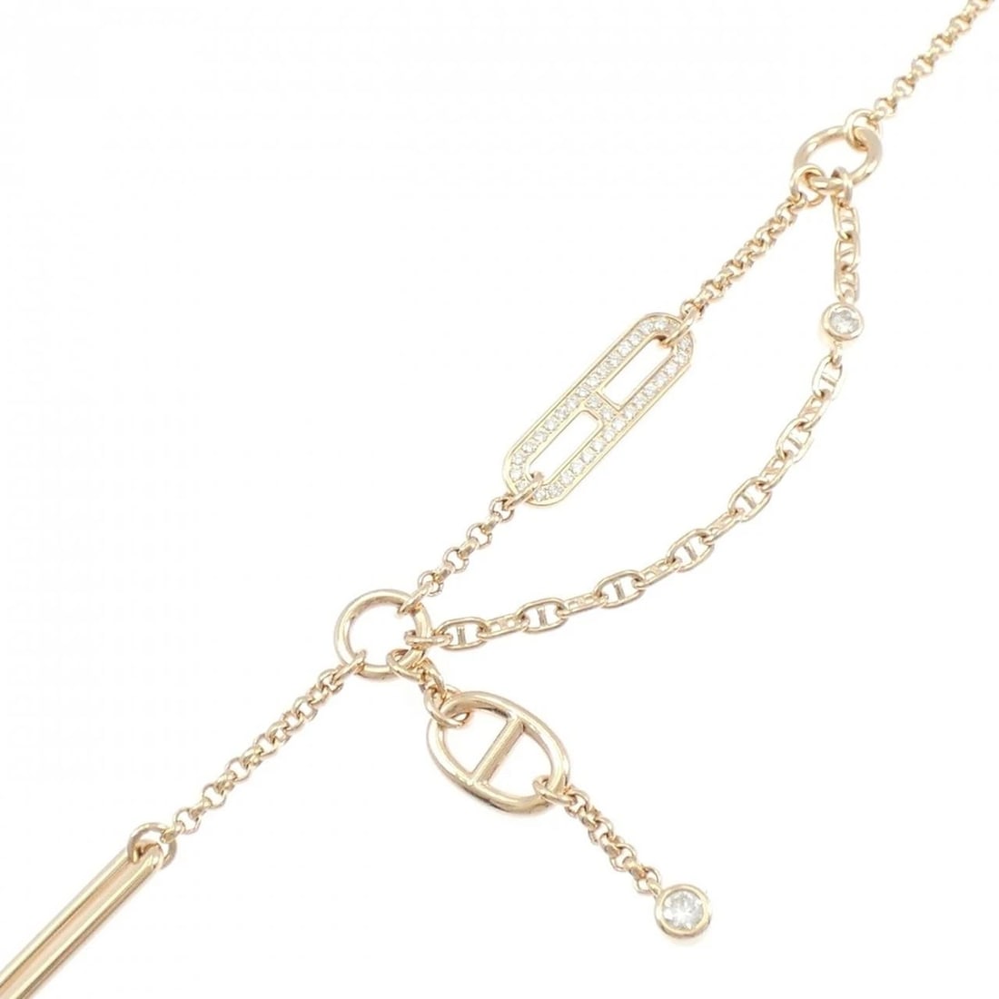 HERMES CHAINE D'ANCRE CHAOS BRACELET: Hermes Chaine d'Ancre Chaos Bracelet Brand: HERMES Type/Style: Hermes Bracelet Material: 750 Pink Gold, Main Stone Natural Color: Pink Gold Size: Lenght 16cm (SH) Actual Size Max width approx: 35.5mm