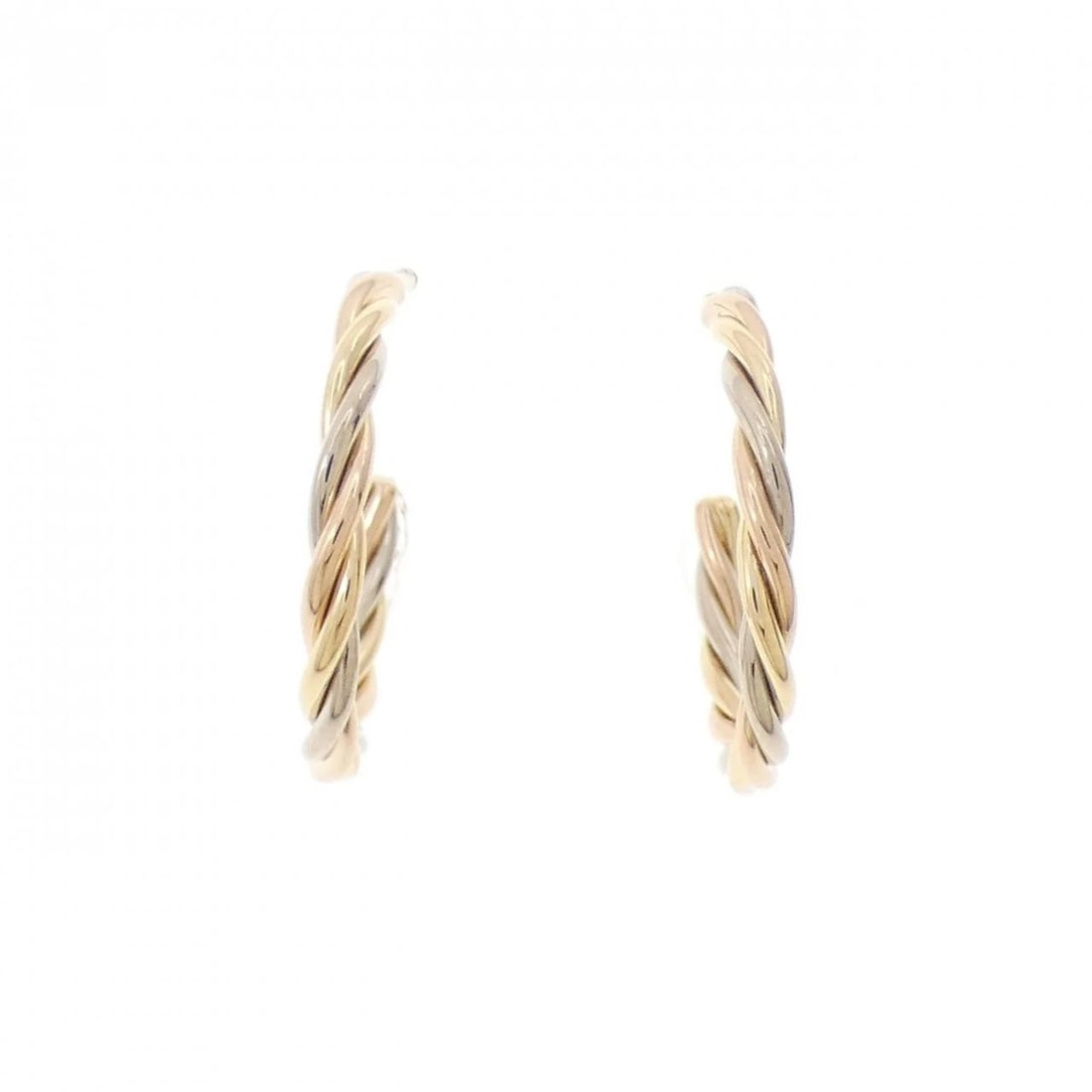 CARTIER TRINITY PIERCE: Cartier Trinity Pierce Brand: CARTIER Type/Style: Cartier Pierce/Earring Material: 750 Yellow Gold/750 White Gold/750 Pink Gold, Color: YG,WG,PG Size: Actual Size Approx. height x width: 17.5mm x