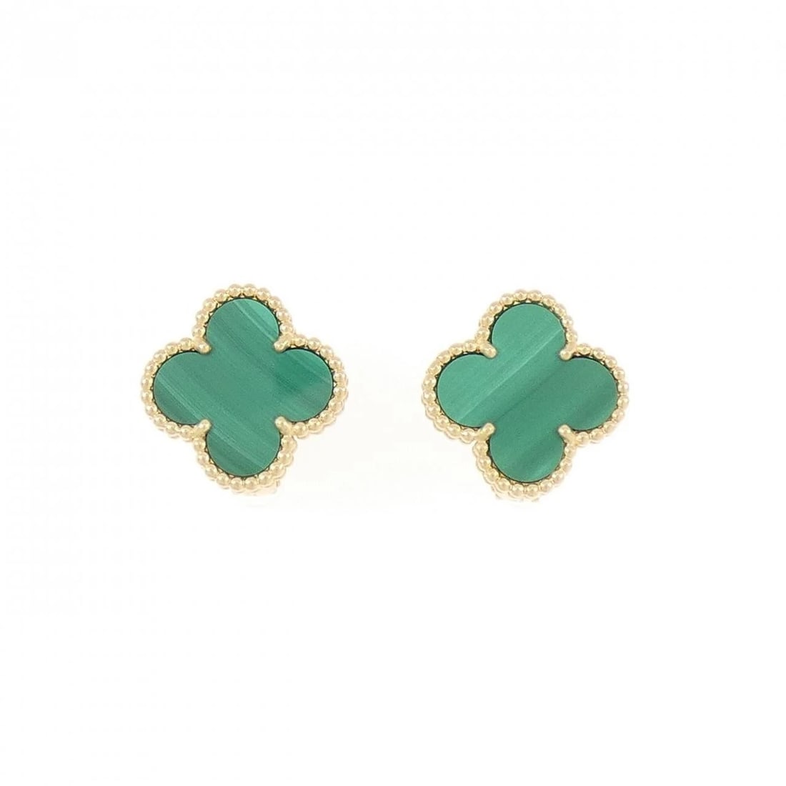 VAN CLEEF & ARPELS ALHAMBRA PIERCE: Van Cleef & Arpels Alhambra Pierce Brand: Van Cleef & Arpels Type/Style: Van Cleef & Arpels Pierce/Earring Material: 750 yellow gold, Main Stone Malachite Color: yellow gold Size: Actual Size Approx. 