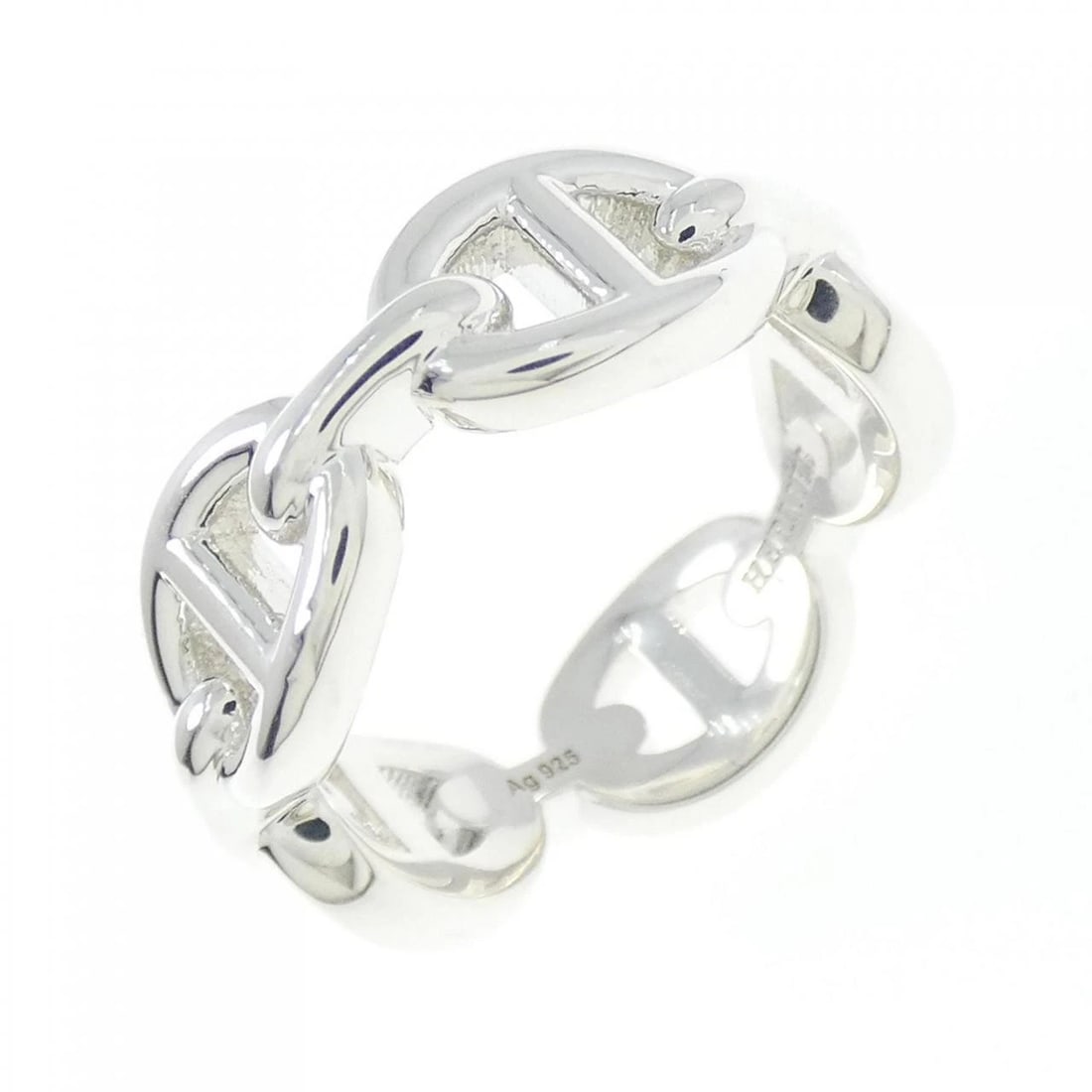 HERMES CHAINE D'ANCRE ENCHAINE RING: Hermes Chaine d'Ancre Enchaine Ring Brand: HERMES Type/Style: Hermes Ring Material: 925Silver, Color: Silver Size: US 5 Accessories: None Accessories Notice: When purchasing pre-owned good