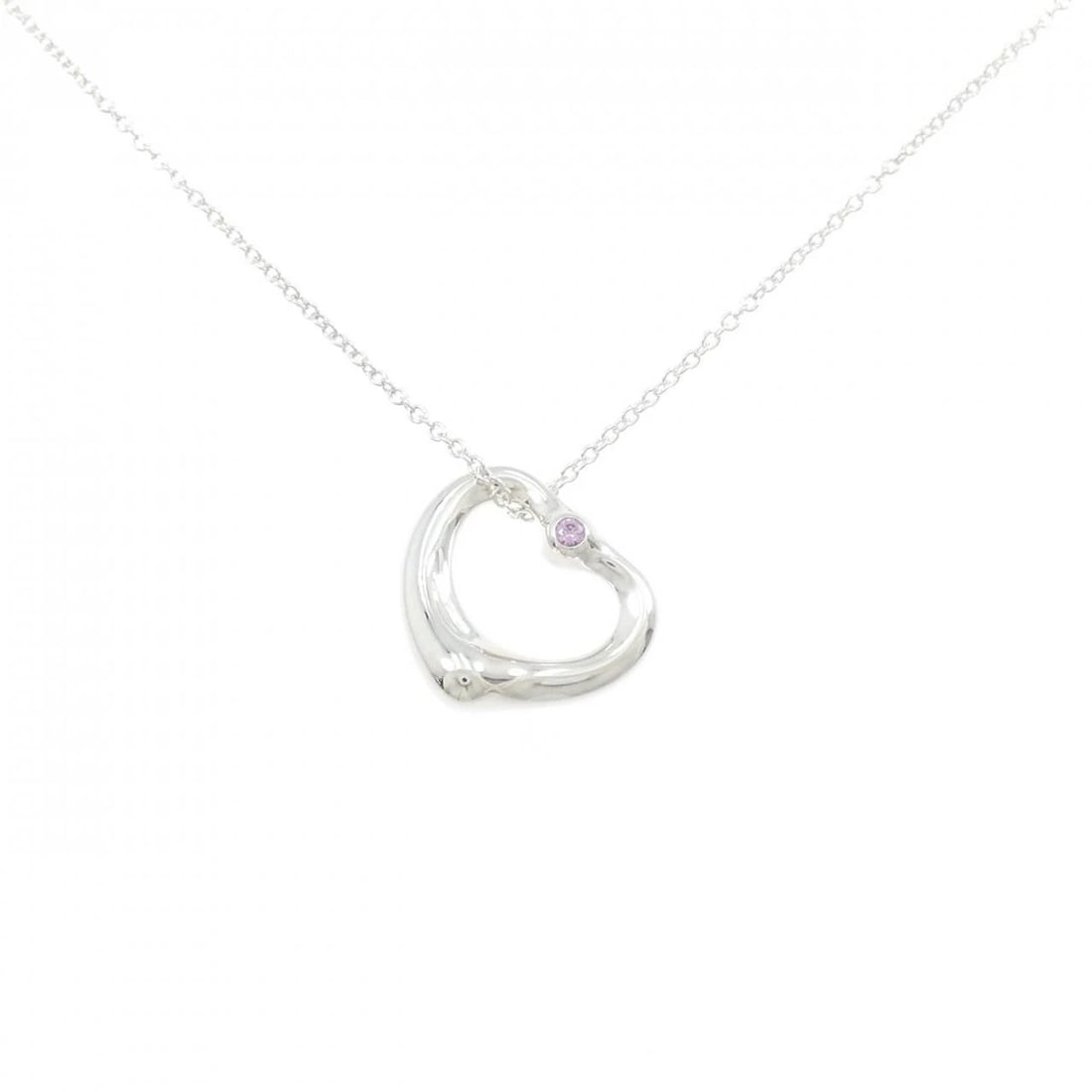 TIFFANY&CO. OPEN HEART NECKLACE: TIFFANY&Co. Open Heart Necklace Brand: TIFFANY&Co. Type/Style: TIFFANY&Co. Necklace Material: 925Silver, Main Stone Sapphire Color: Silver Size: Length 41cm Actual Size Pendant Length approx. x width