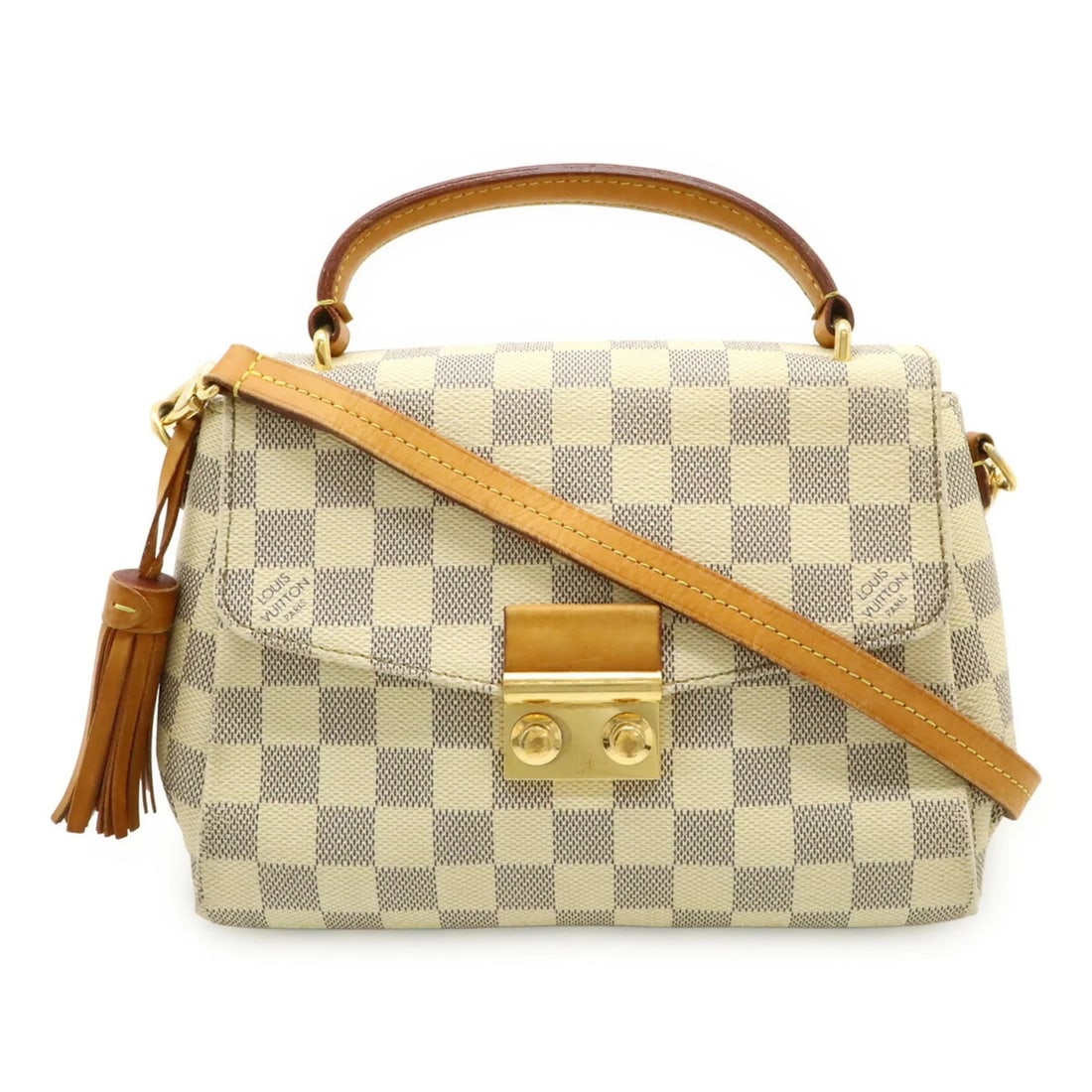 LOUIS VUITTON DAMIER AZUR CROISETTE HANDBAG: LOUIS VUITTON Damier Azur Croisette Handbag Brand: Louis Vuitton Type/Style: Handbag, Shoulder bag Material: Canvas Color: Damier Azur, Ivory Size: (HxWxD) 16.5cm x 23cm x 8cm / 6.49'' x 9.05'' x 3.14