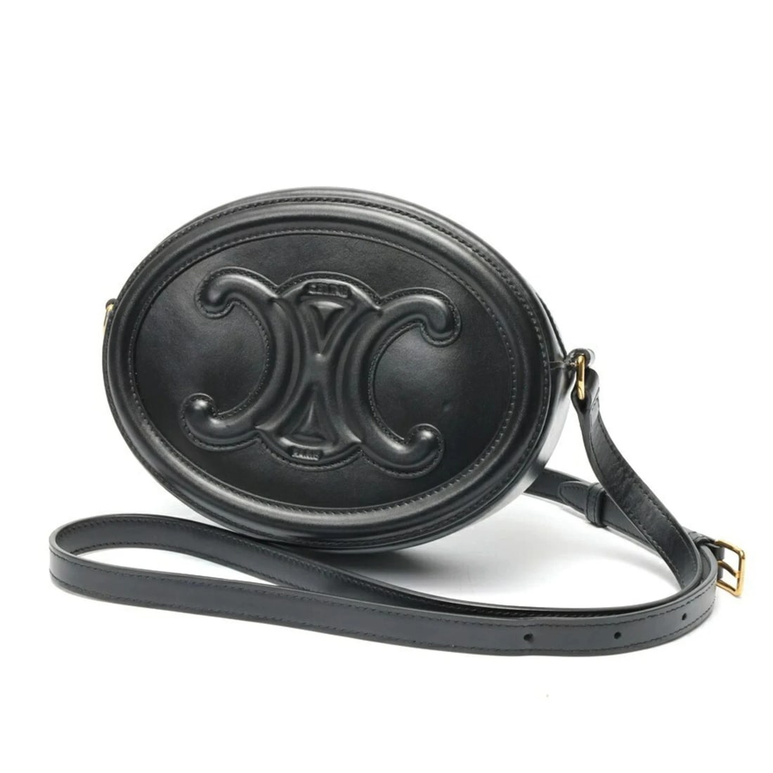 CELINE CELINE OVAL BAG CUILE TRIOMPHE SHOULDER: Celine CELINE Oval Bag Cuile Triomphe Shoulder Brand: Celine Type/Style: Shoulder bag Material: Leather Color: Black Size: (HxWxD) 15cm x 20cm x 6cm / 5.9'' x 7.87'' x 2.36'' Accessories: None