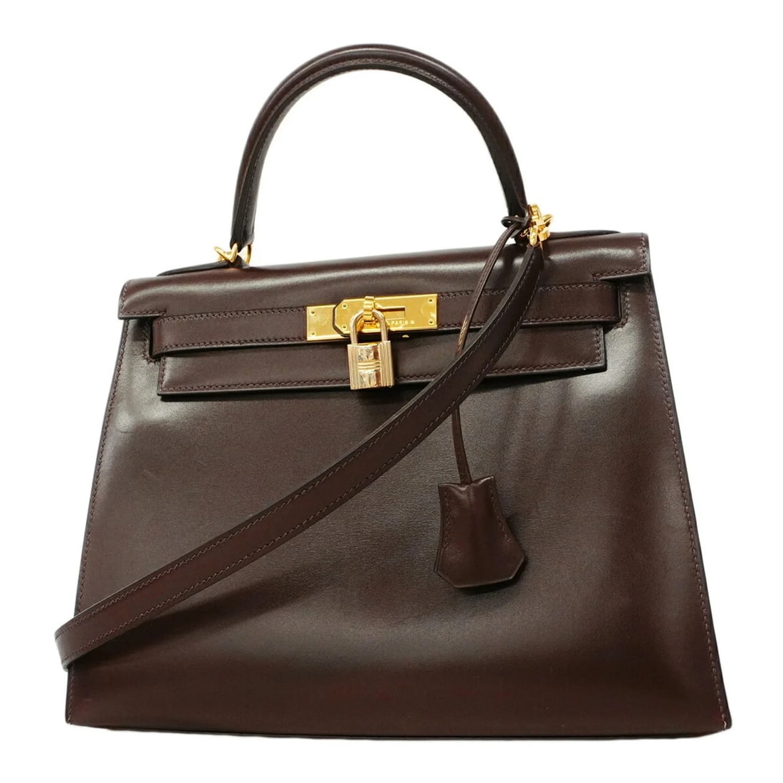 HERMES KELLY 28 BOX CALF HAVANA HANDBAG (1 of 4)