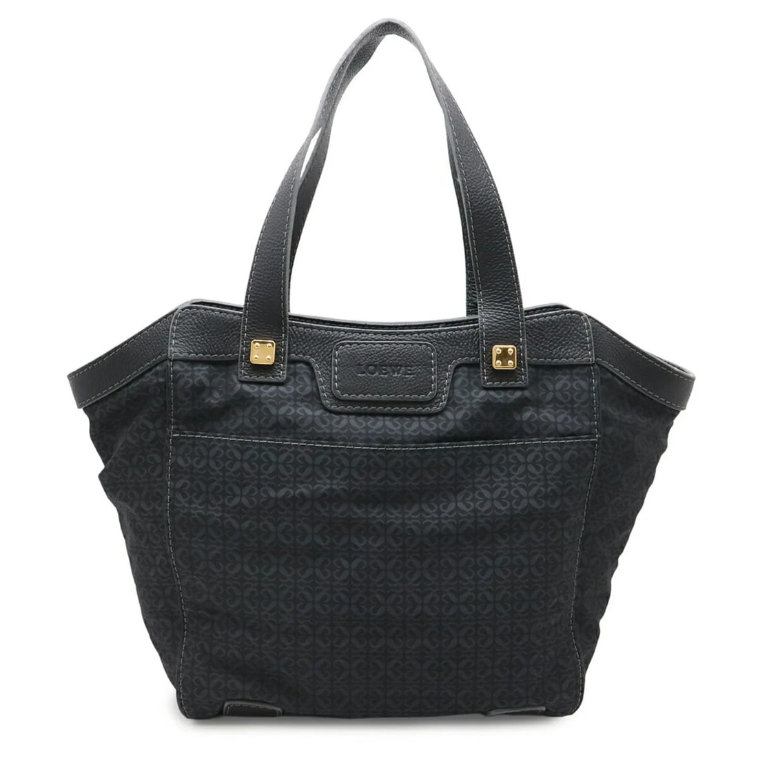 LOEWE REPEAT ANAGRAM TOTE BAG LARGE TOTE SHOULDER: LOEWE Repeat Anagram Tote Bag, Large Tote, Shoulder Brand: Loewe Type/Style: Shoulder bag, Tote bag Material: Nylon canvas , Leather Color: Black Size: (HxWxD) 31cm x 54cm x 14cm / 12.2'' x 21.25'' x 