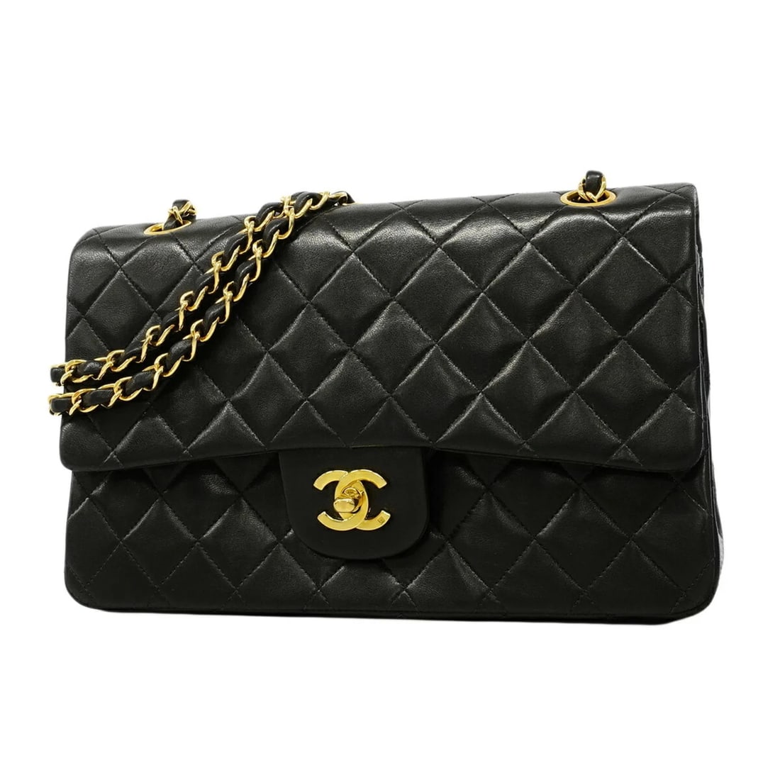 CHANEL MATELASSE SHOULDER BAG DOUBLE FLAP CHAIN LAMBSKIN: Chanel Matelasse Shoulder Bag, Double Flap, Chain, Lambskin Brand: Chanel Type/Style: Shoulder bag Material: Leather Color: Black Size: (HxWxD) 15cm x 26cm x 7cm / 5.9'' x 10.23'' x 2.75'' Accesso