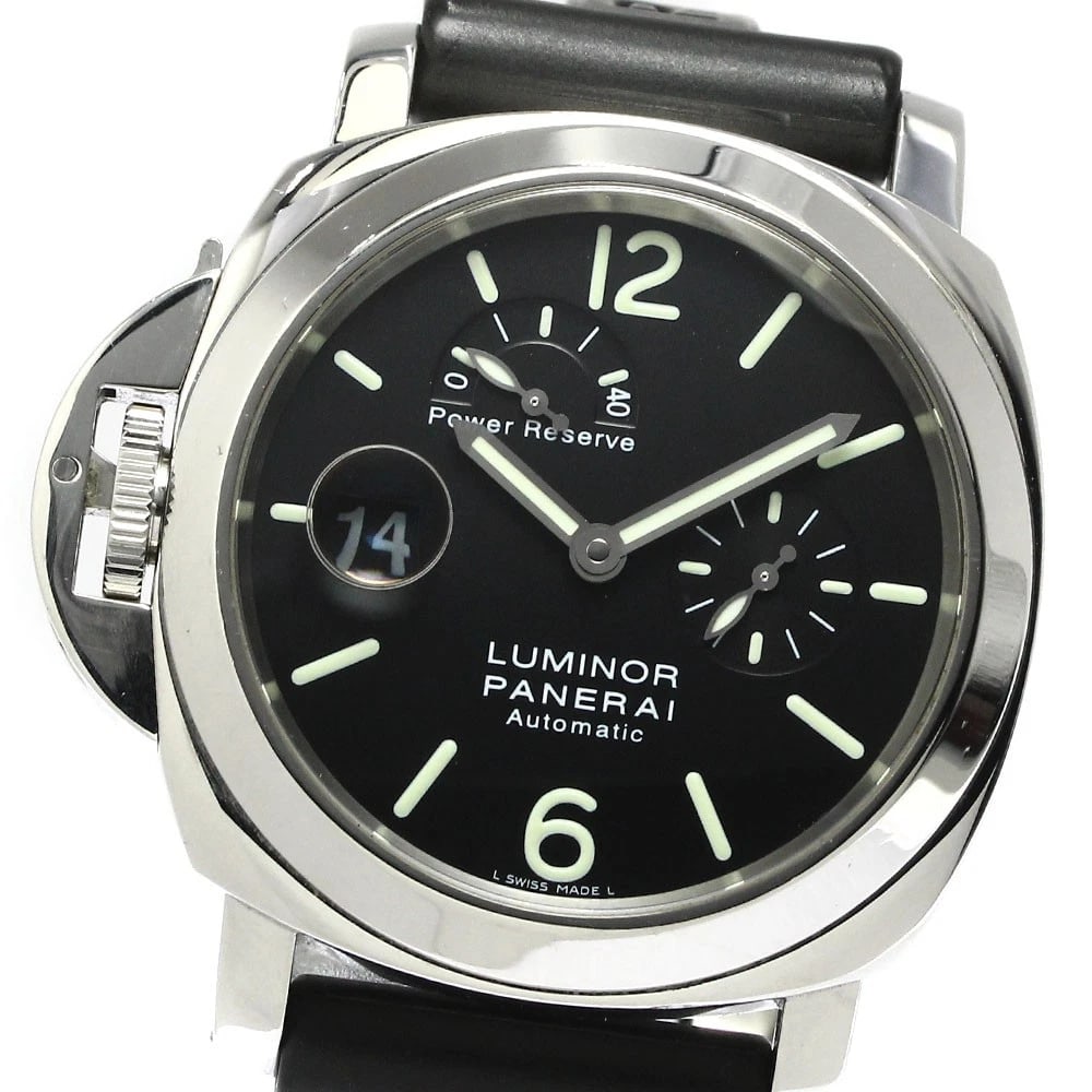 PANERAI LUMINOR POWER RESERVE AUTOMATIC WATCH: PANERAI Luminor Power reserve Automatic Watch Brand: PANERAI Type/Style: Wristwatch Material: Band Material rubber, Case Material Stainless Steel Color: Case Color Silver Band Color black Dial Color