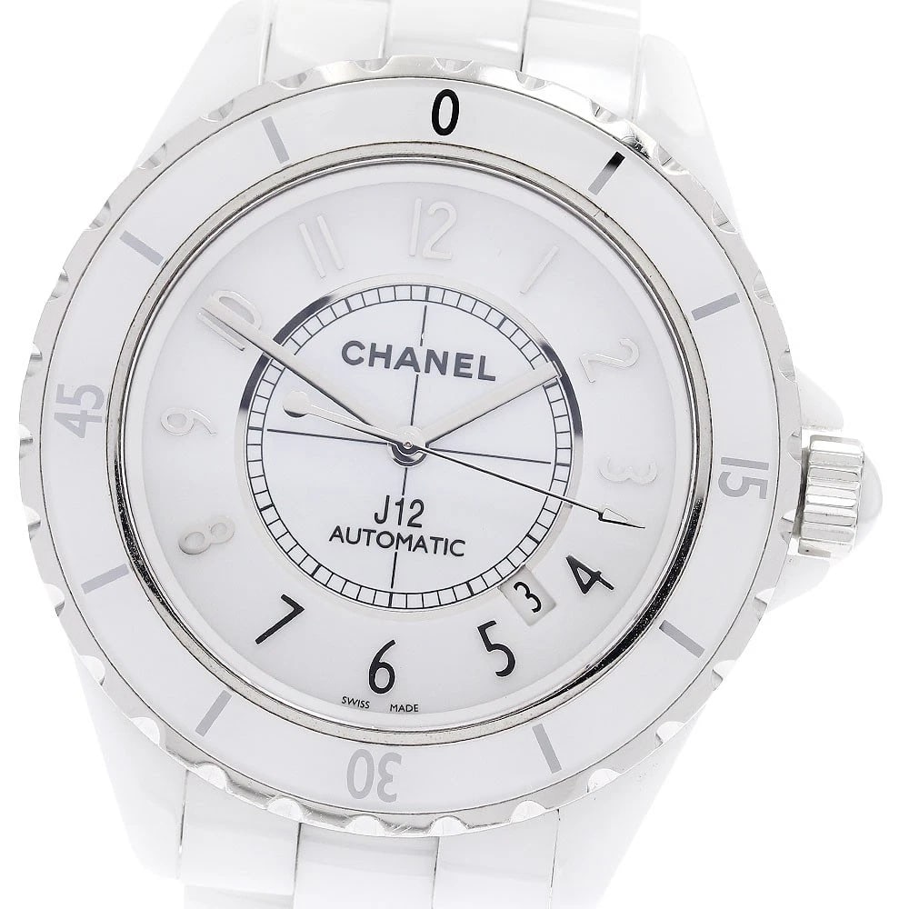 CHANEL J12 WHITE CERAMIC WHITE DIAL AUTOMATIC WATCH: CHANEL J12 White Ceramic white Dial Automatic Watch Brand: CHANEL Type/Style: Wristwatch Material: Band Material Stainless Steel / ceramic, Case Material Stainless Steel / ceramic Color: Case Color Si
