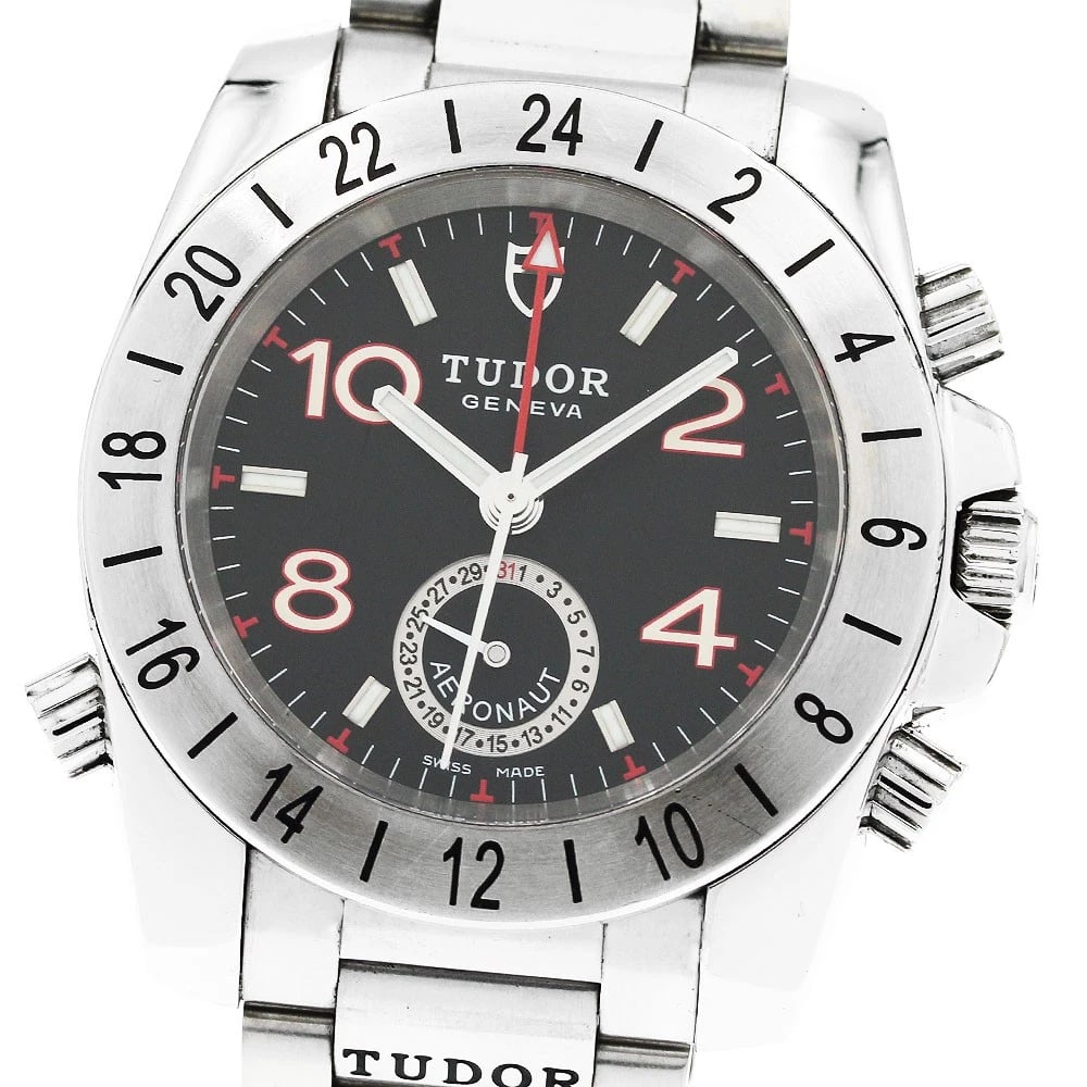 TUDOR AERONOTE DATE GMT BLACK DIAL AUTOMATIC WATCH (1 of 4)