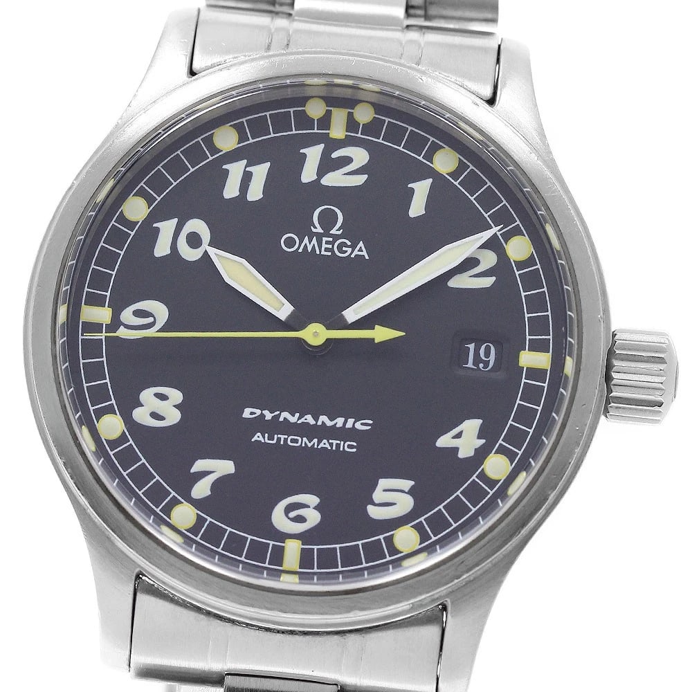 OMEGA DYNAMIC DATE BLACK DIAL AUTOMATIC WATCH: OMEGA Dynamic Date Black Dial Automatic Watch Brand: OMEGA Type/Style: Wristwatch Material: Band Material Stainless Steel, Case Material Stainless Steel Color: Band Color Silver Dial Color black Case