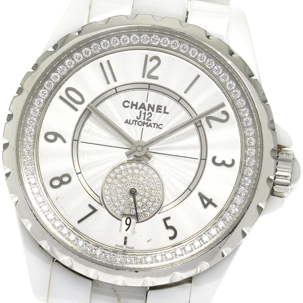 CHANEL J12 WHITE CERAMIC DATE WHITE DIAL AUTOMATIC WATCH: CHANEL J12 White ceramic date white Dial Automatic Watch Brand: CHANEL Type/Style: Wristwatch Material: Band Material Ceramic / Stainless Steel, Case Material Ceramic / Stainless Steel Color: Case