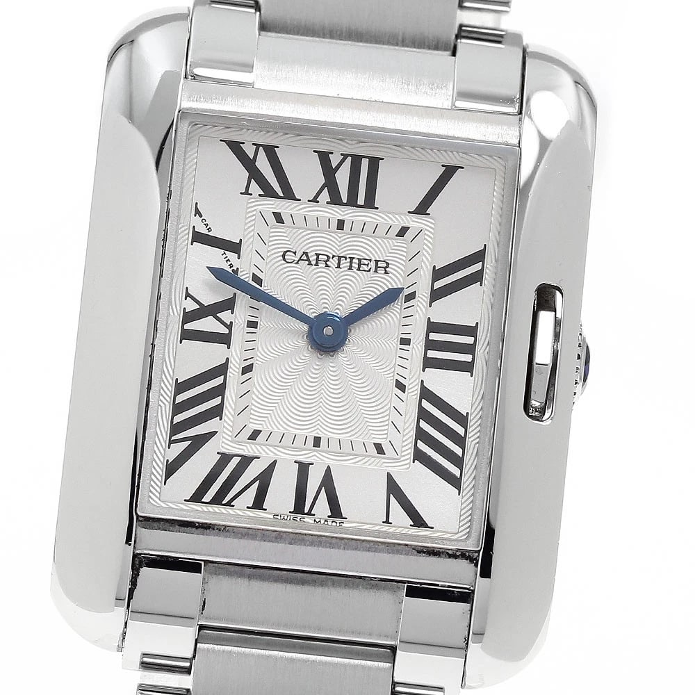 CARTIER TANK ANGLAZE SM SILVER DIAL QUARTZ WATCH: CARTIER Tank Anglaze SM Silver Dial Quartz Watch Brand: CARTIER Type/Style: Wristwatch Material: Band Material Stainless Steel, Case Material Stainless Steel Color: Dial Color Silver Case Color
