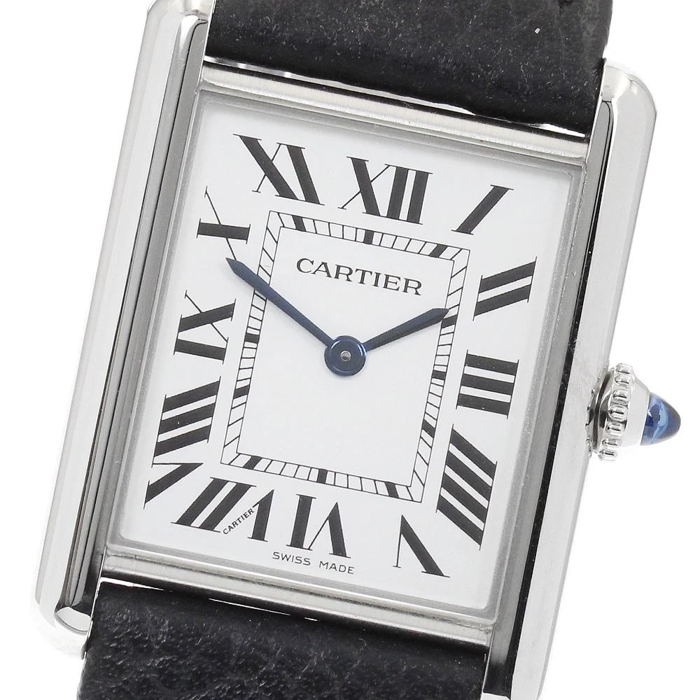 CARTIER TANK MAST LM SILVER DIAL QUARTZ WATCH: CARTIER Tank mast LM Silver Dial Quartz Watch Brand: CARTIER Type/Style: Wristwatch Material: Band Material leather, Case Material Stainless Steel Color: Case Color Silver Dial Color Silver Wrist size
